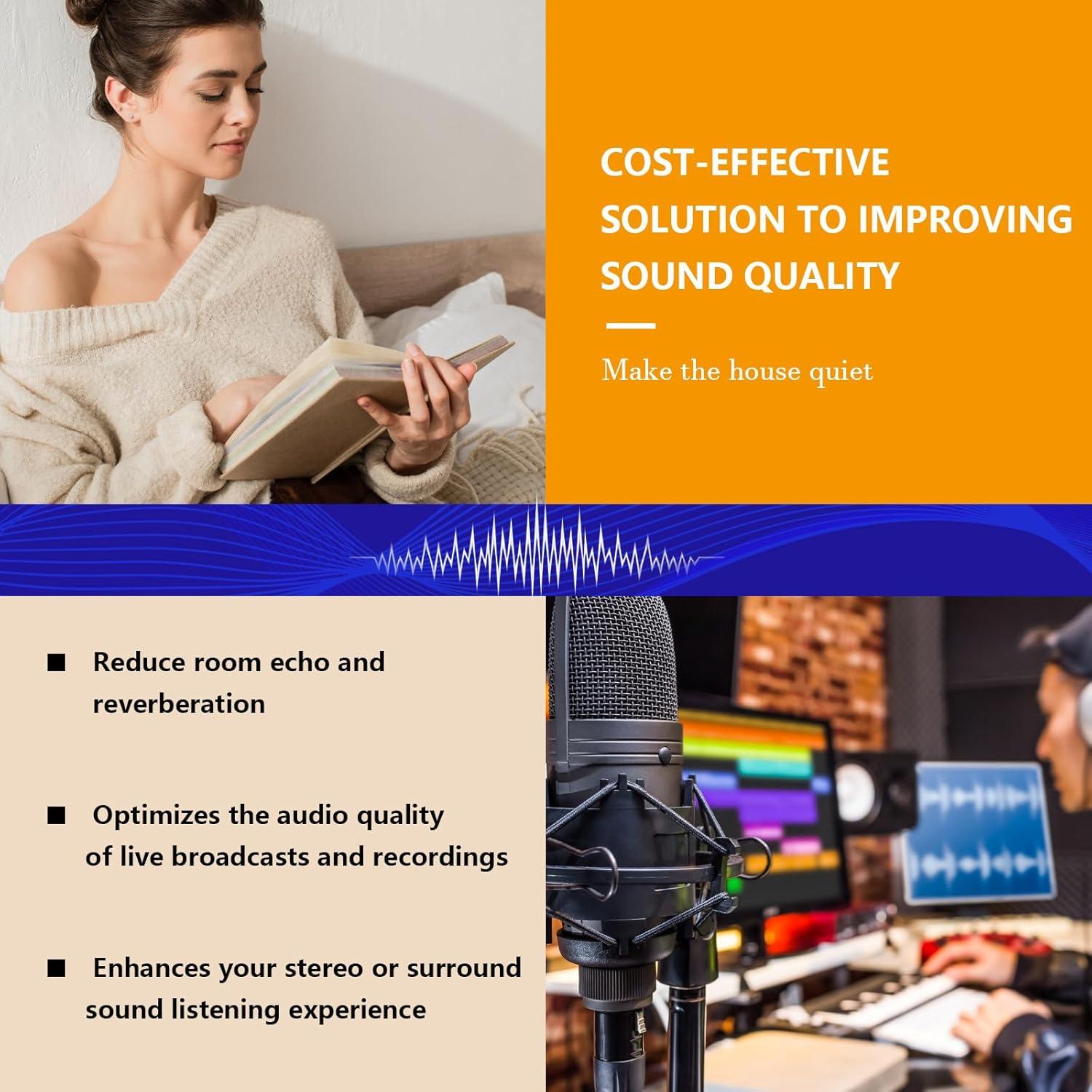 Paquete de 24 Paneles Acústicos 30.48x30.48cm Negro