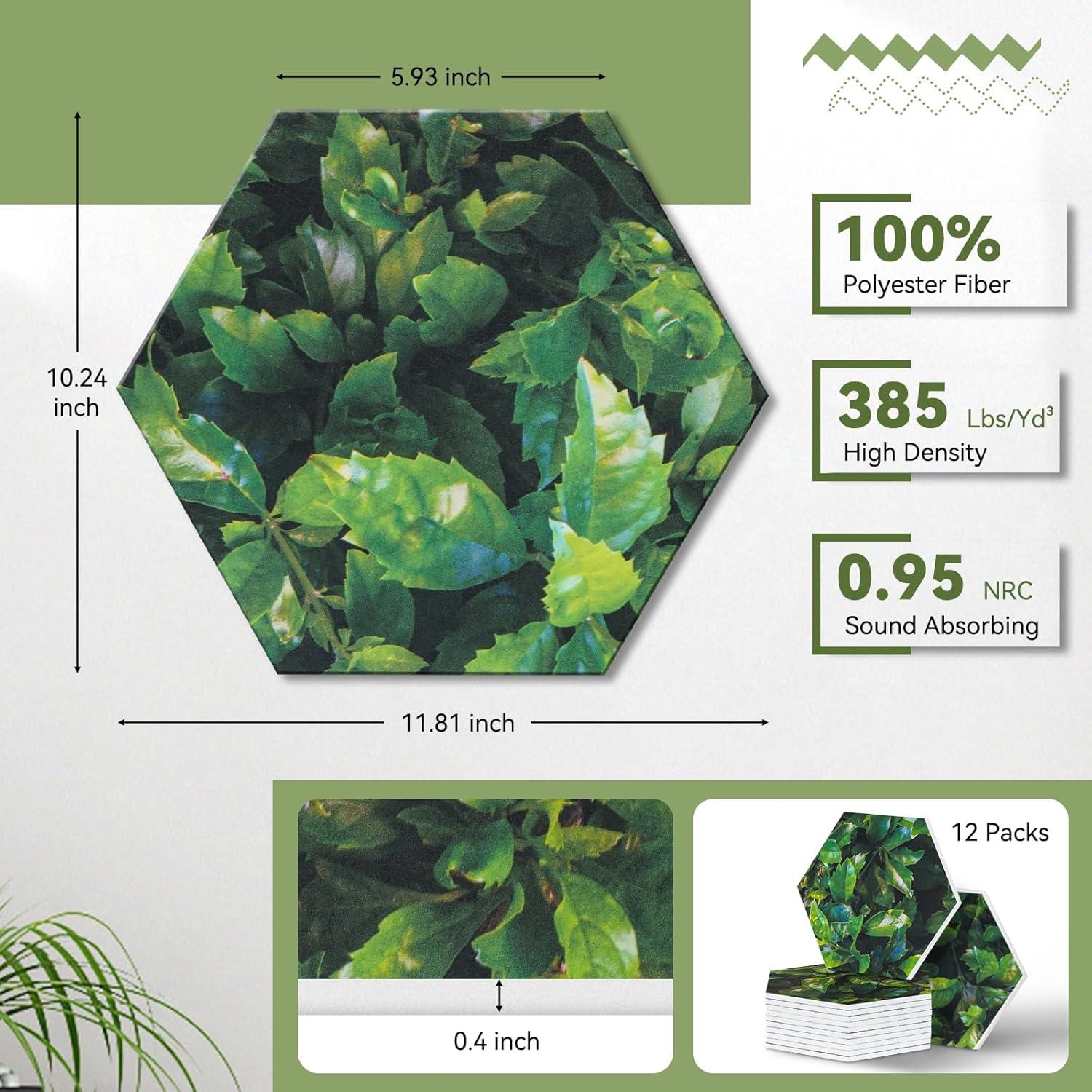 Paquete de 12 Paneles Acústicos Hexagonales QUEENLINK 30.5x25.4cm