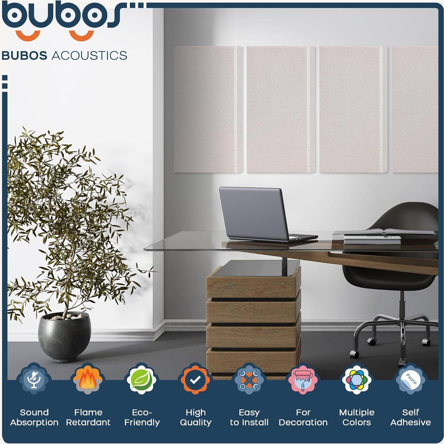 Paneles Acústicos BUBOS 4 PCS Lino 61x30x5cm Autoadhesivos
