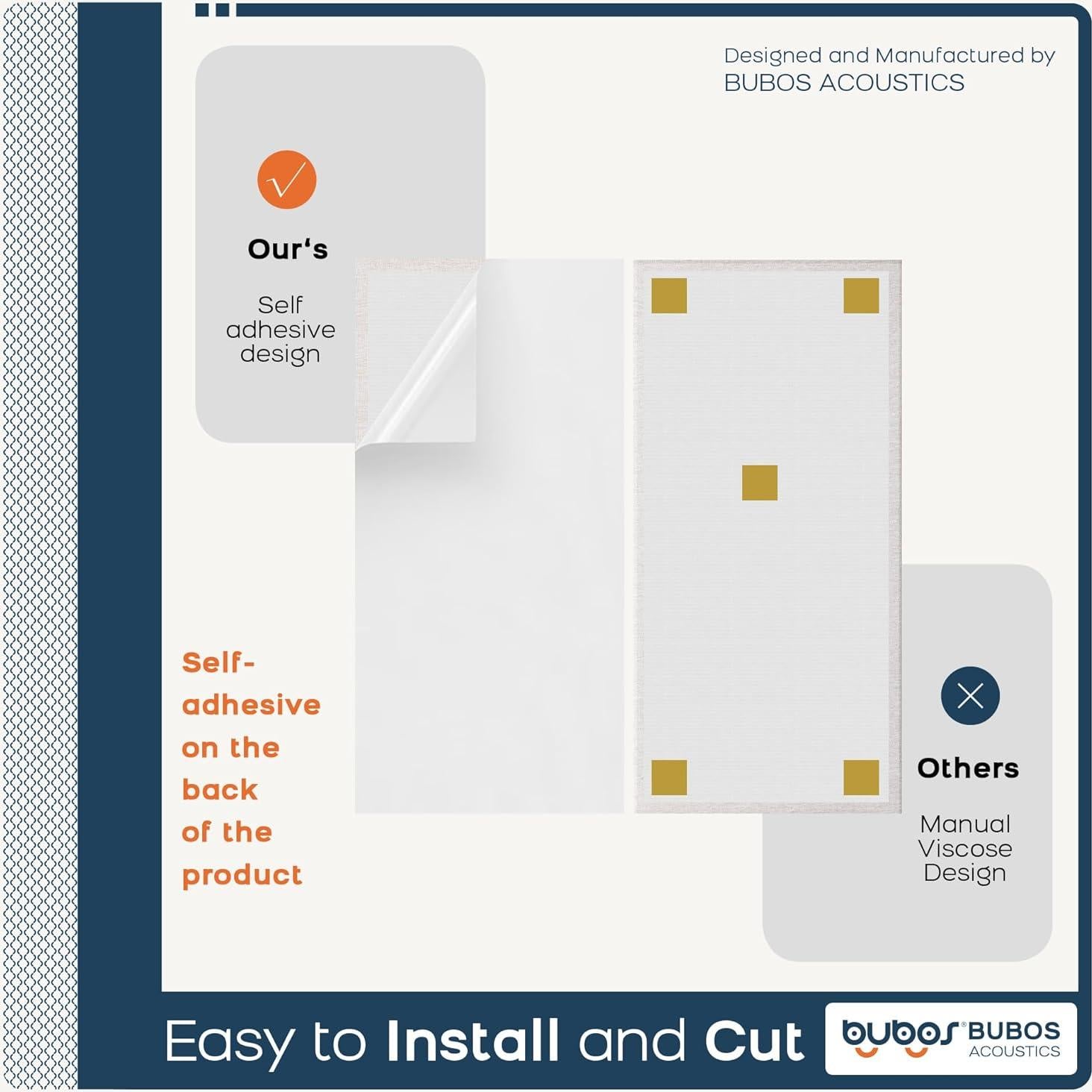 Paneles Acústicos BUBOS 4 PCS Lino 61x30x5cm Autoadhesivos