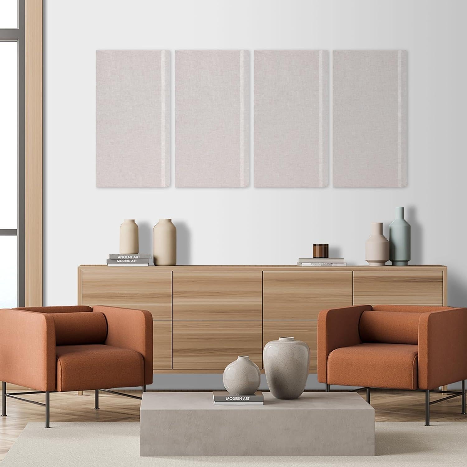 Paneles Acústicos BUBOS 4 PCS Lino 61x30x5cm Autoadhesivos