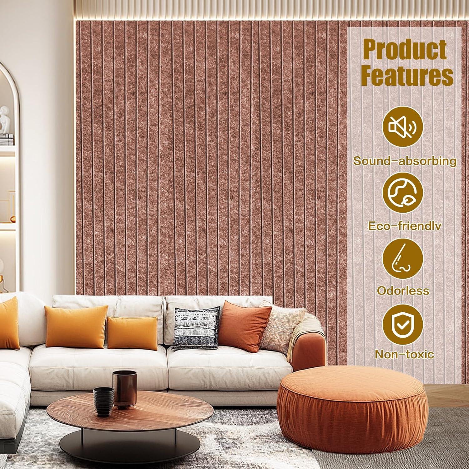 Paquete de 10 Paneles Acústicos Autoadhesivos Liyeeana 120x30 cm