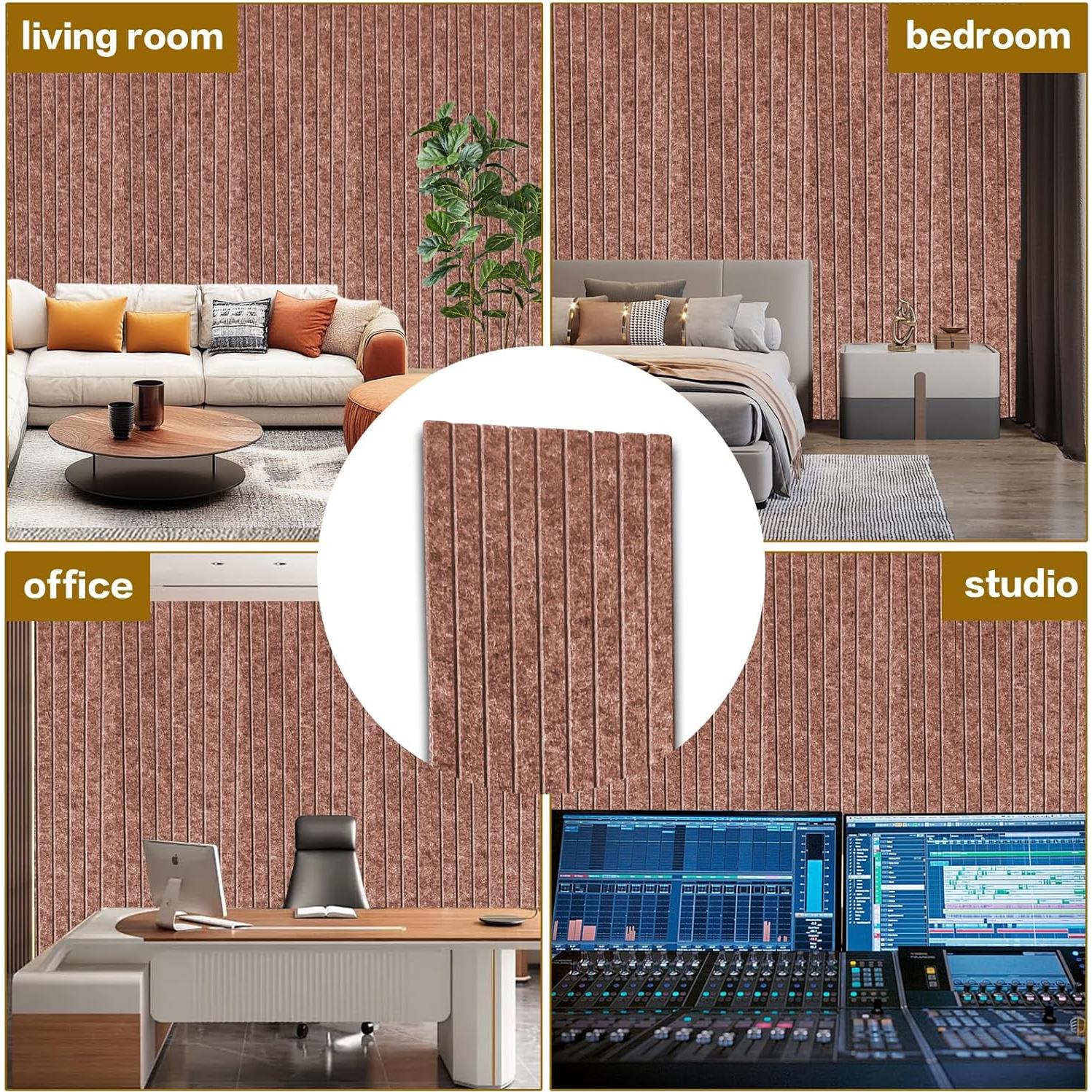 Paquete de 10 Paneles Acústicos Autoadhesivos Liyeeana 120x30 cm