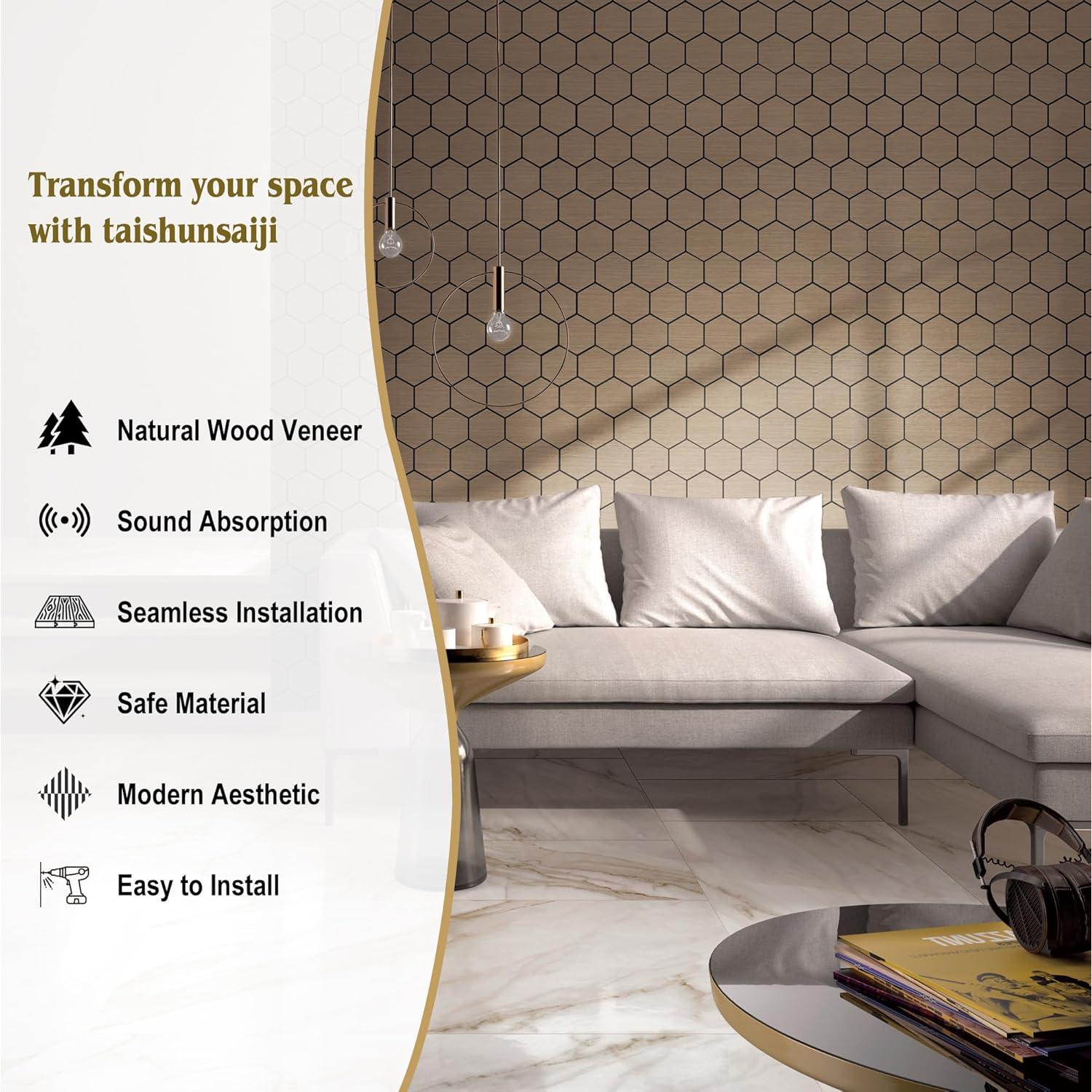 Paneles Acústicos Hexagonales Kieacia 2 Piezas 60x60cm Nogal