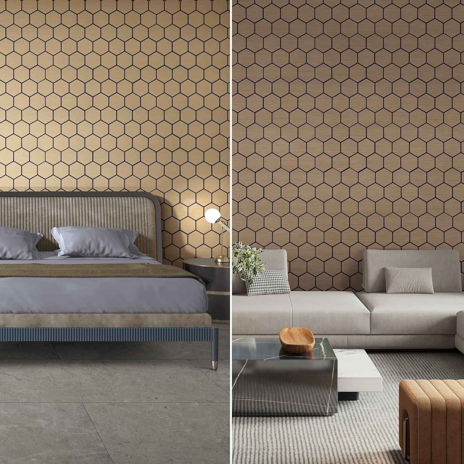 Paneles Acústicos Hexagonales Kieacia 2 Piezas 60x60cm Nogal