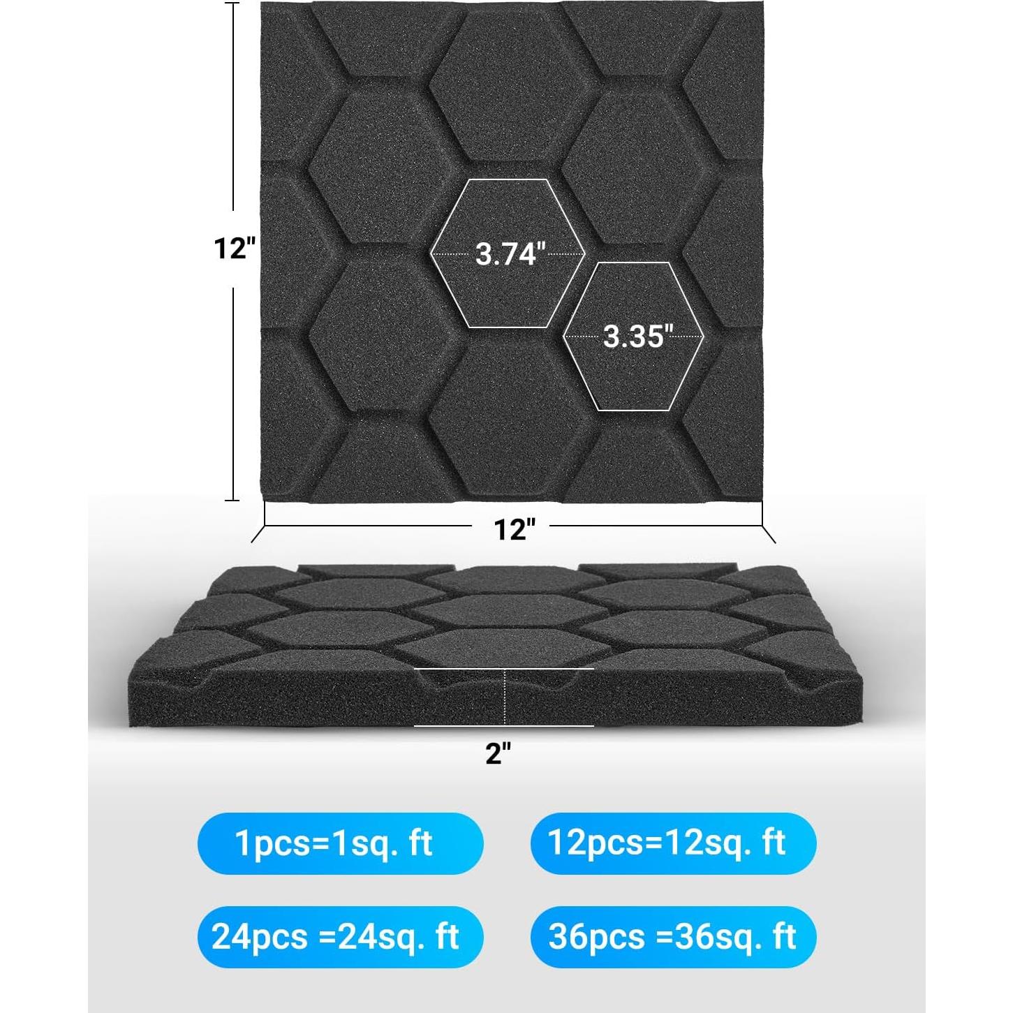 Paneles Acústicos Kuchoow 36 Piezas 30.48x30.48 cm Negro