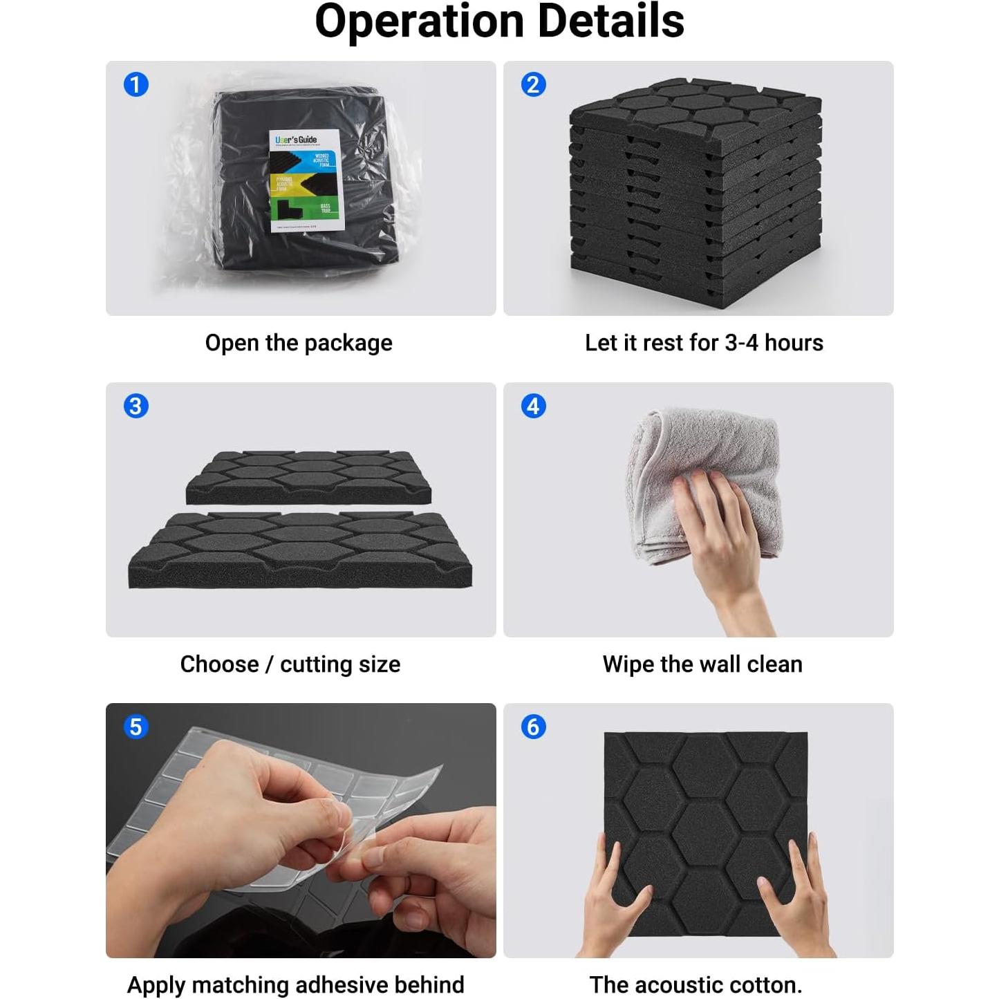 Paneles Acústicos Kuchoow 36 Piezas 30.48x30.48 cm Negro