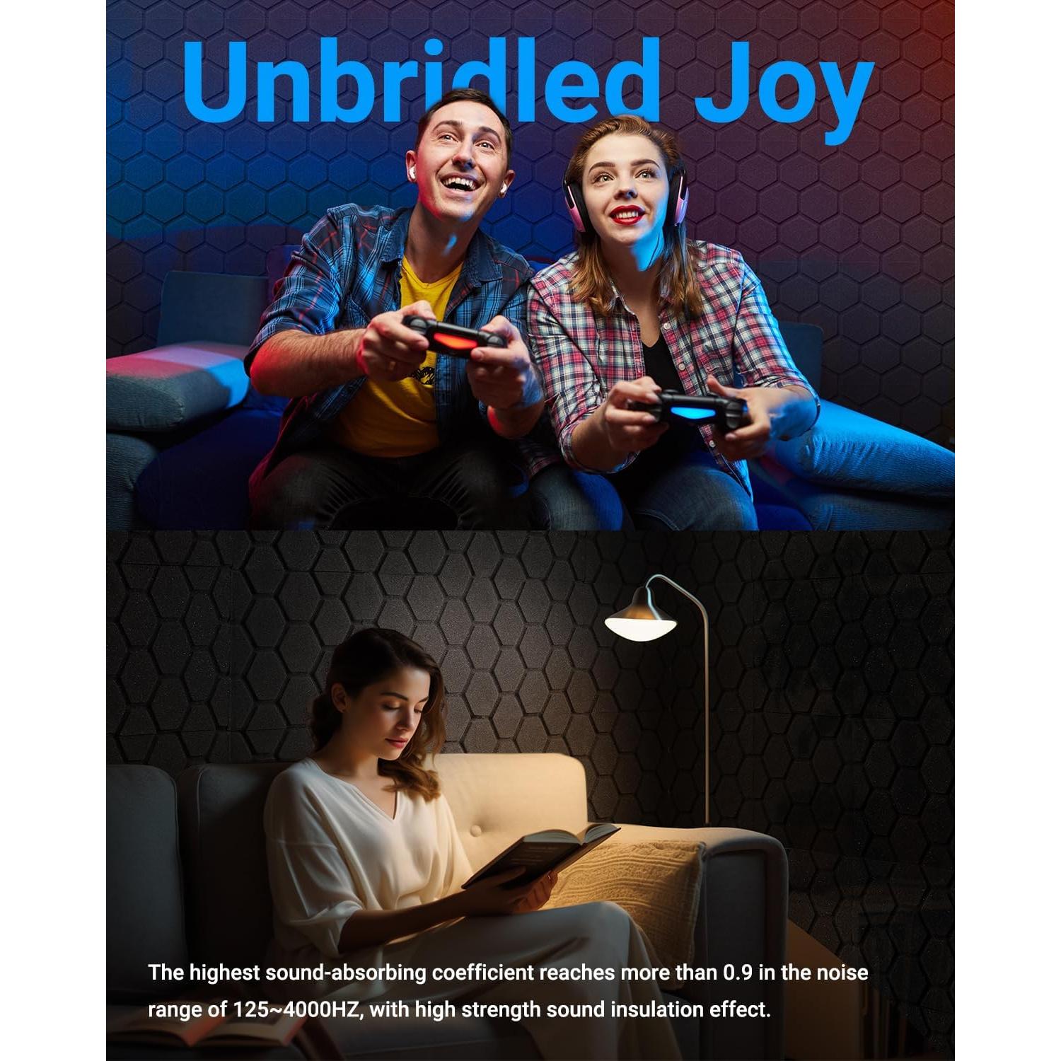 Paneles Acústicos Kuchoow 36 Piezas 30.48x30.48 cm Negro