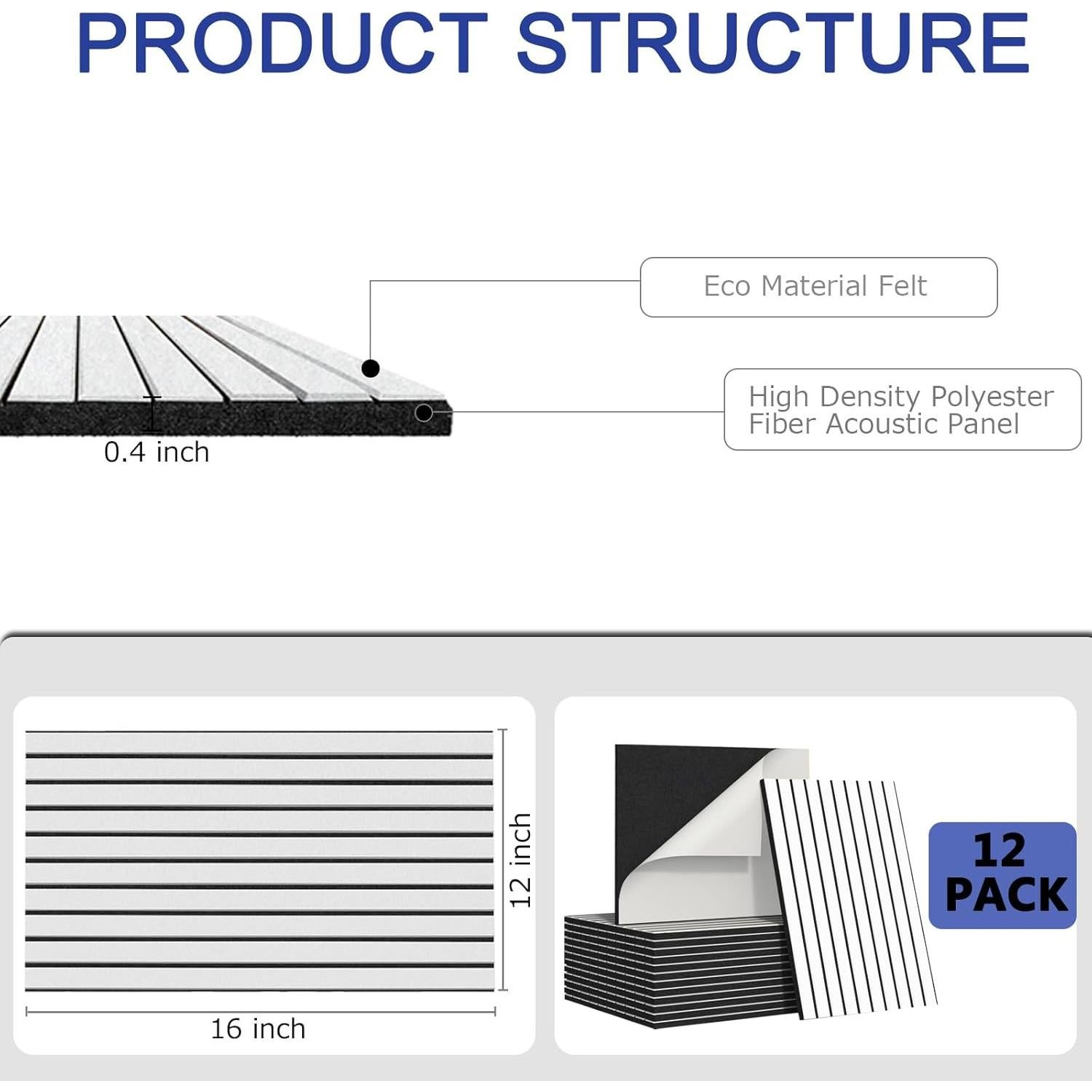 Paneles Acústicos BUBOS 12 Piezas Autoadhesivos 40x30cm
