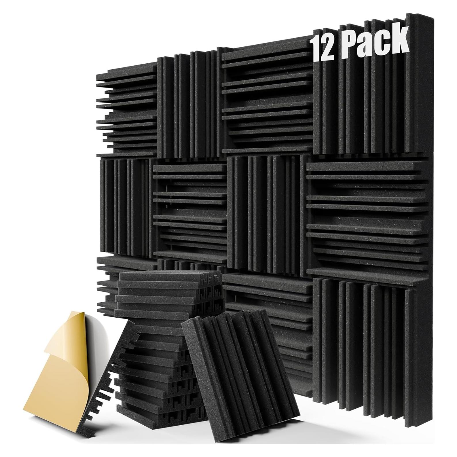 Paneles Acústicos Autoadhesivos ZELMINE 12 Piezas 30.48x30.48cm