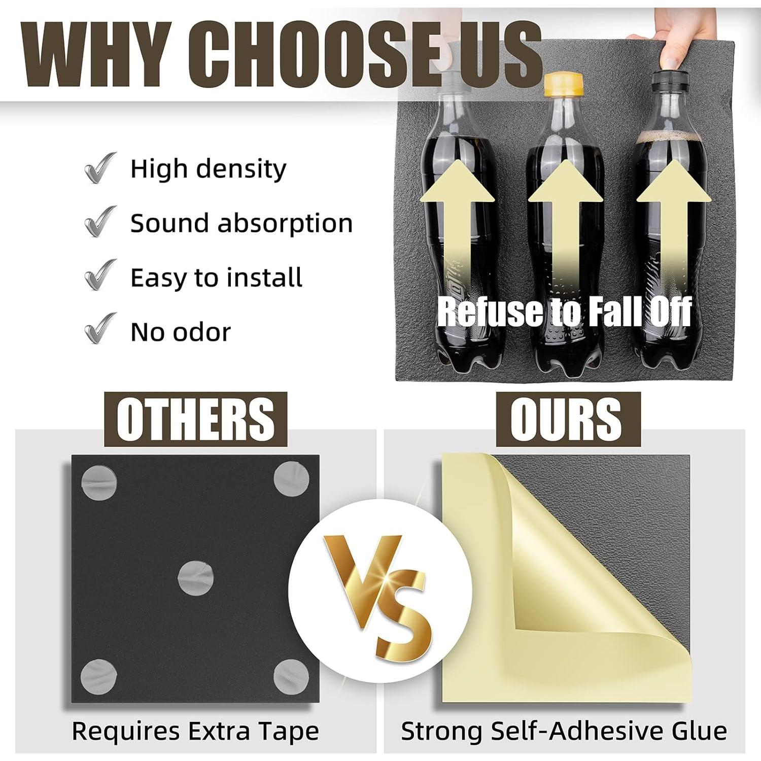 Paneles Acústicos Autoadhesivos ZELMINE 12 Piezas 30.48x30.48cm