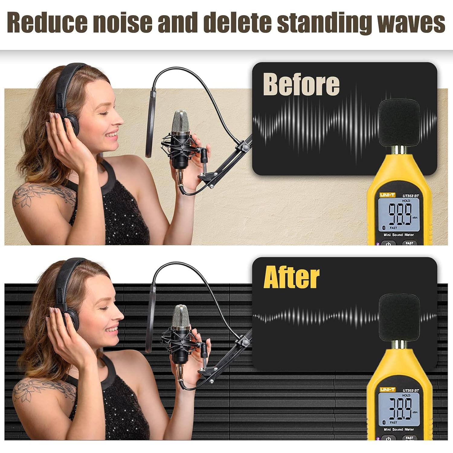 Paneles Acústicos Autoadhesivos ZELMINE 12 Piezas 30.48x30.48cm