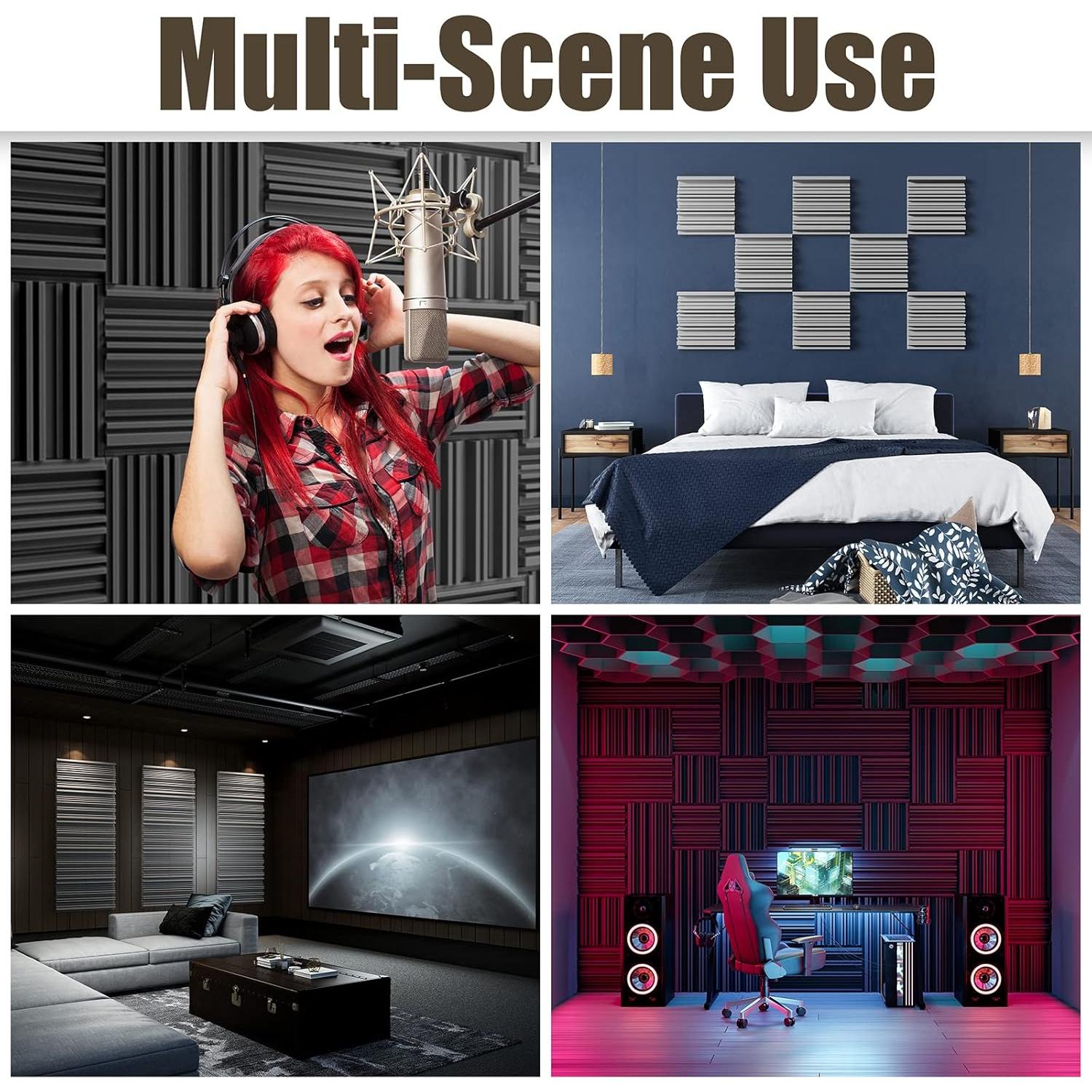 Paneles Acústicos Autoadhesivos ZELMINE 12 Piezas 30.48x30.48cm