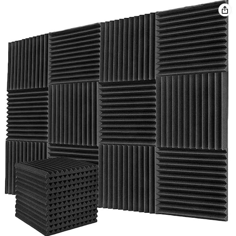 Paquete de 24 Paneles de Espuma Acústica YDHTDLHC 30x30x2.5cm Negro