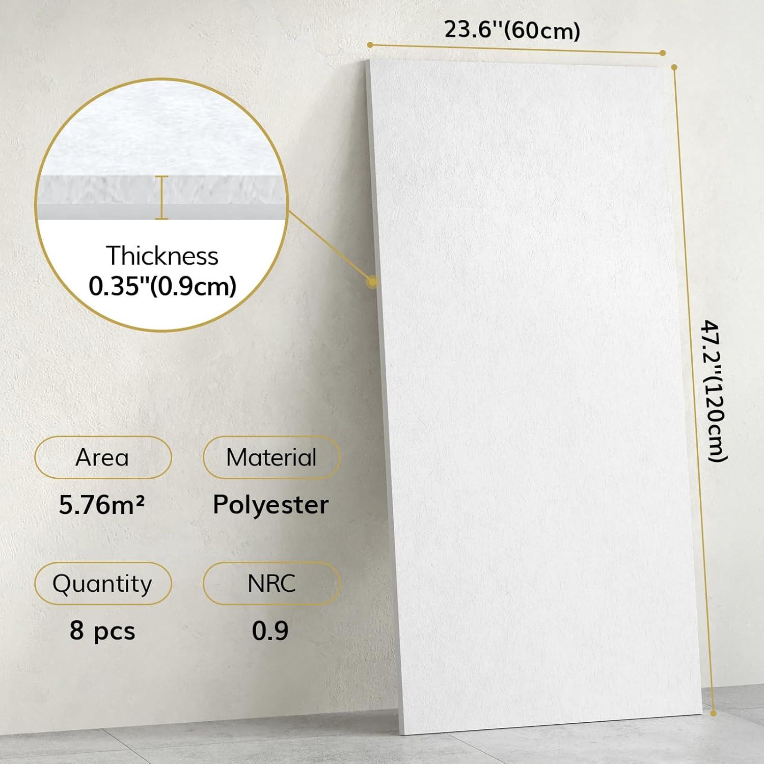 Paneles Acústicos TONOR 8PCS 120x60cm Aislantes Sonido Blanco