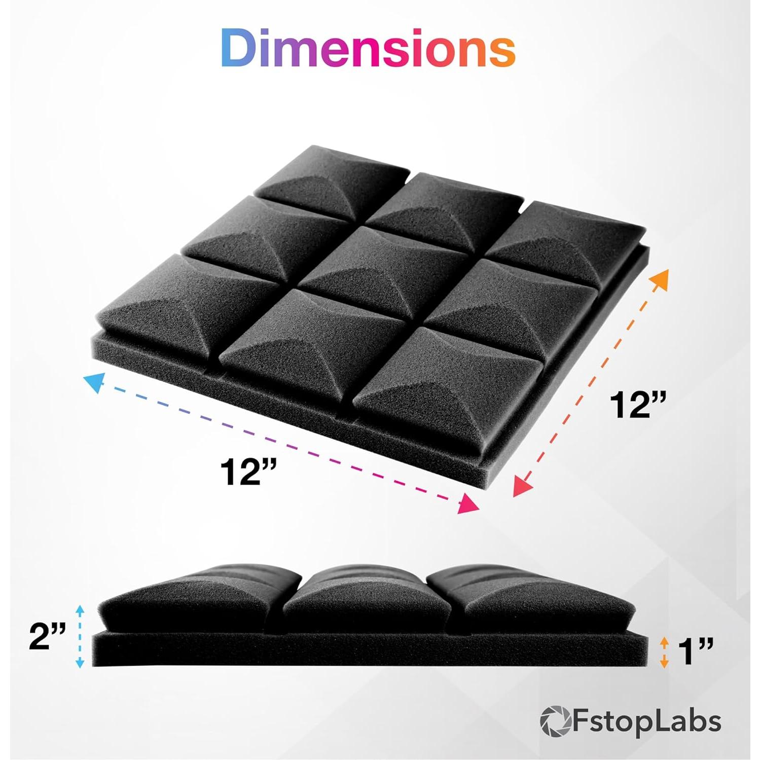 Paneles Acústicos Autoadhesivos Fstop Labs, 12 Piezas 5.08 cm