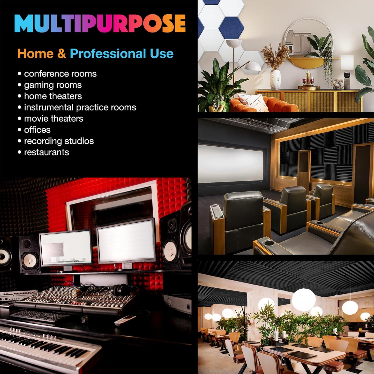 Paneles Acústicos Autoadhesivos Fstop Labs, 12 Piezas 5.08 cm