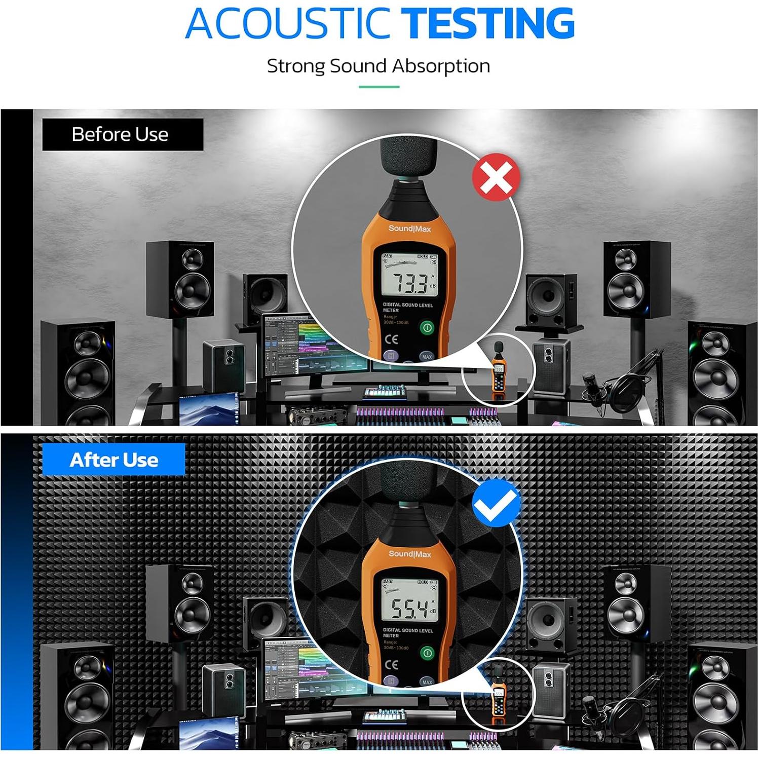 Paneles Acústicos Aislantes HYCHINS 6 Piezas Pirámide 61x30.5cm