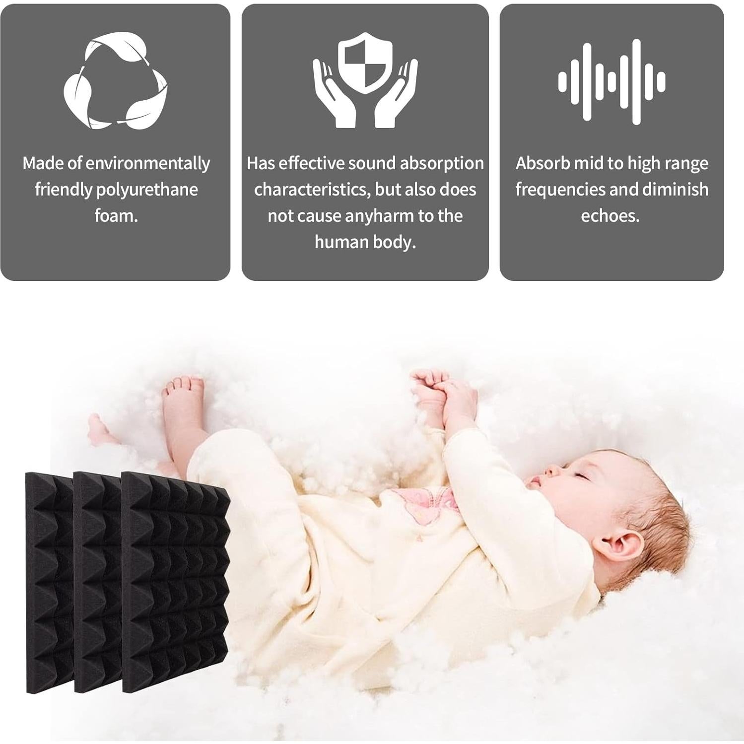 Paneles Acústicos Insonorizantes Musfunny 12 Piezas 30.48x30.48cm