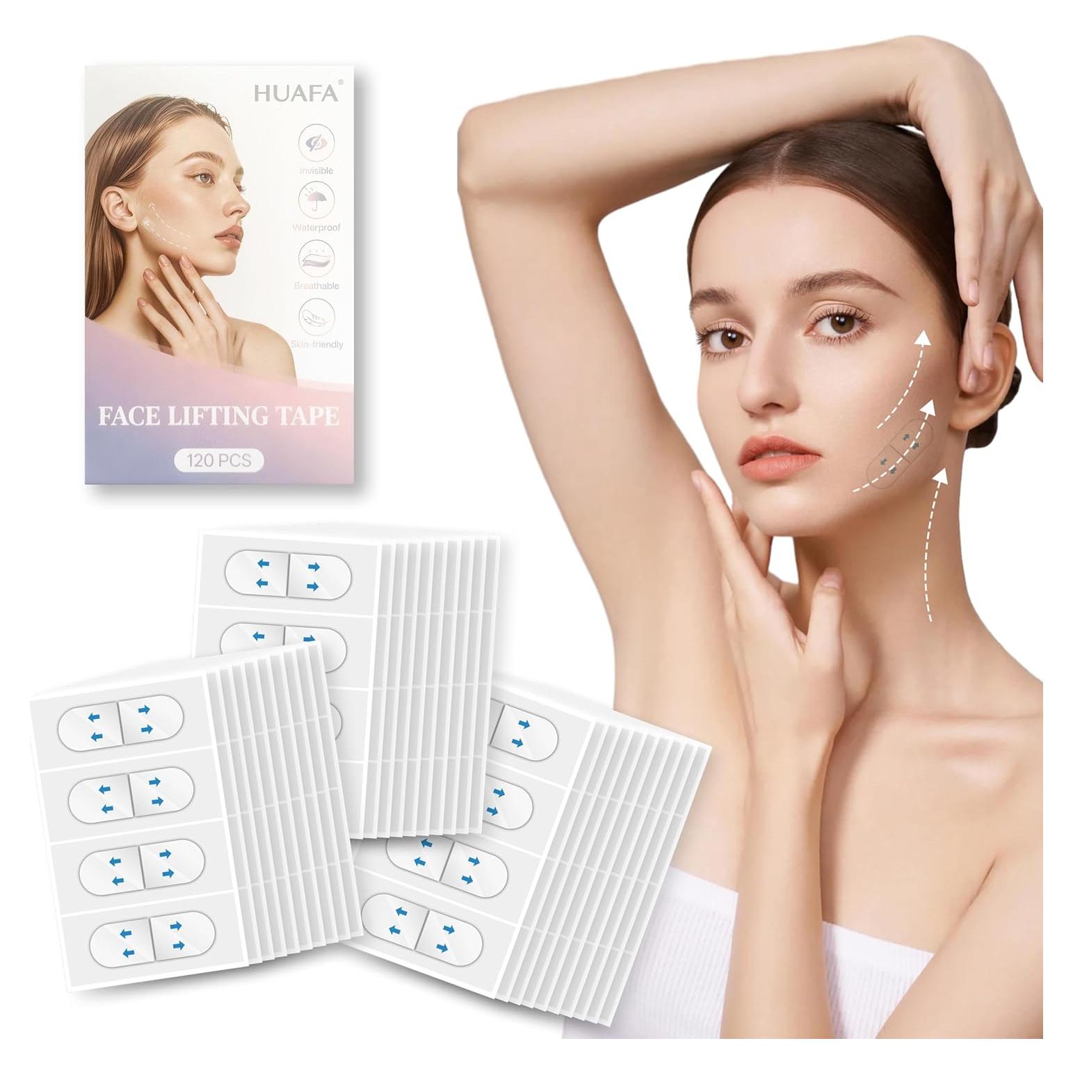 Cinta de Levantamiento Facial Invisible Huafa 120 Pcs Rosa Púrpura