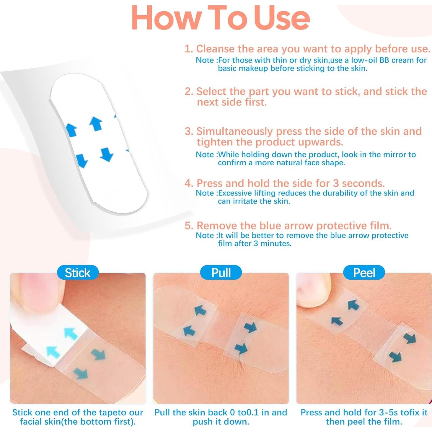 Cinta de Levantamiento Facial Invisible Atnadov - 200 Piezas
