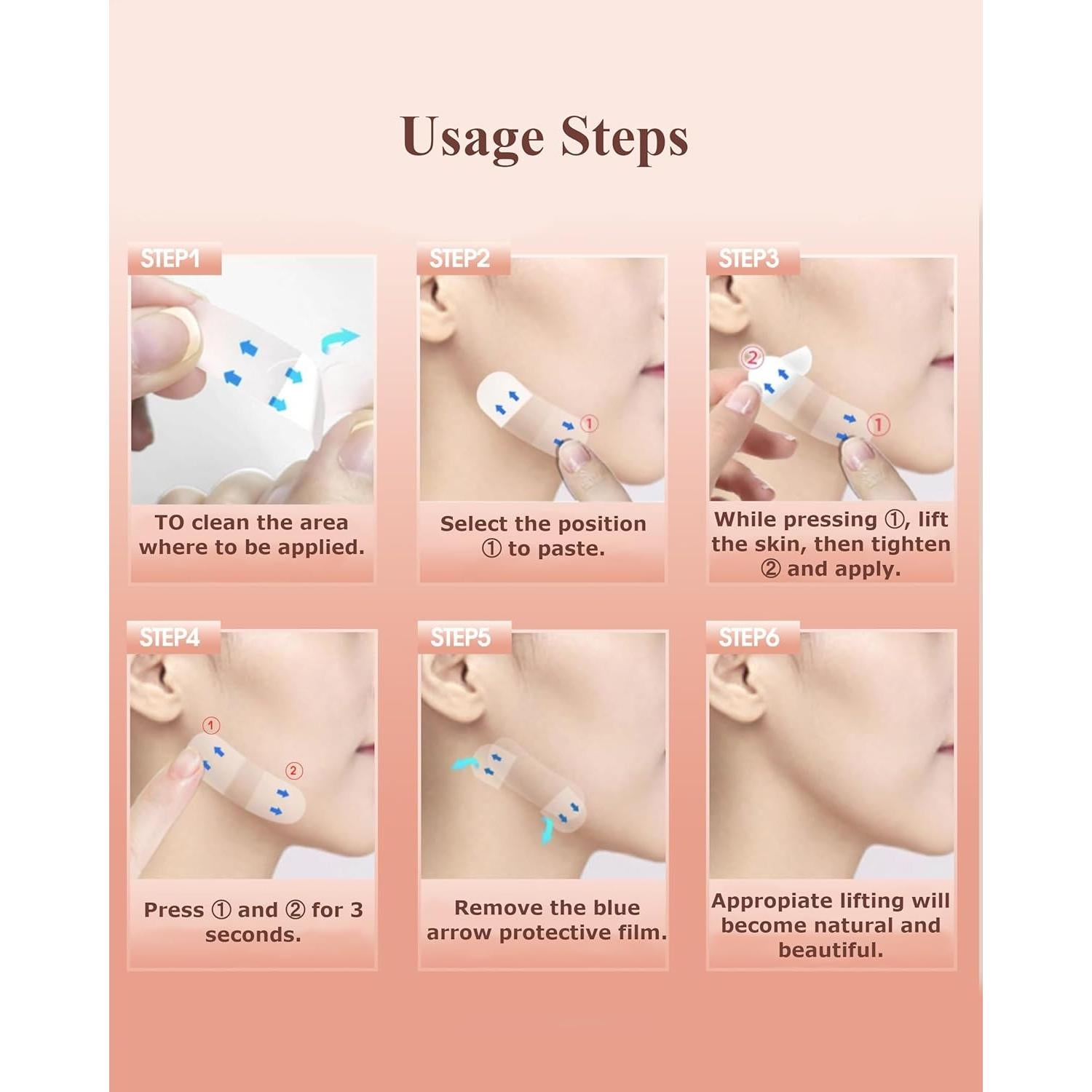 Cinta Elevadora Facial Invisible HIDOVETEC 132 Piezas 19.7x9.9cm