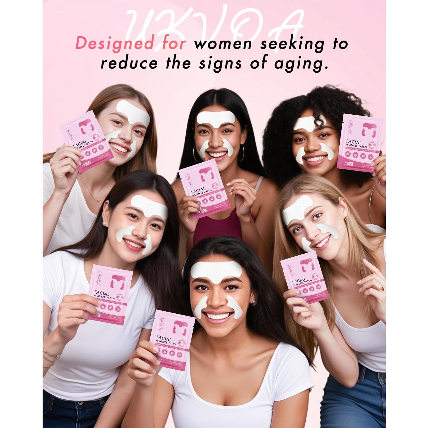 Parches Faciales Antiarrugas UKVOA - 36 Parches con Ácido Hialurónico