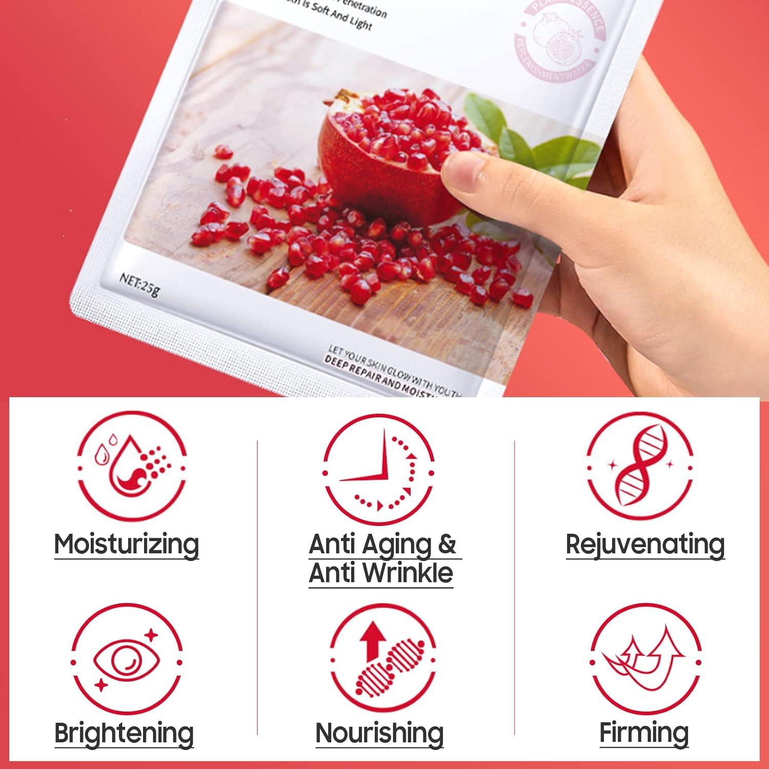 Mascarillas Faciales Hidratantes Jakuva 12PCS Colágeno Antienvejecimiento