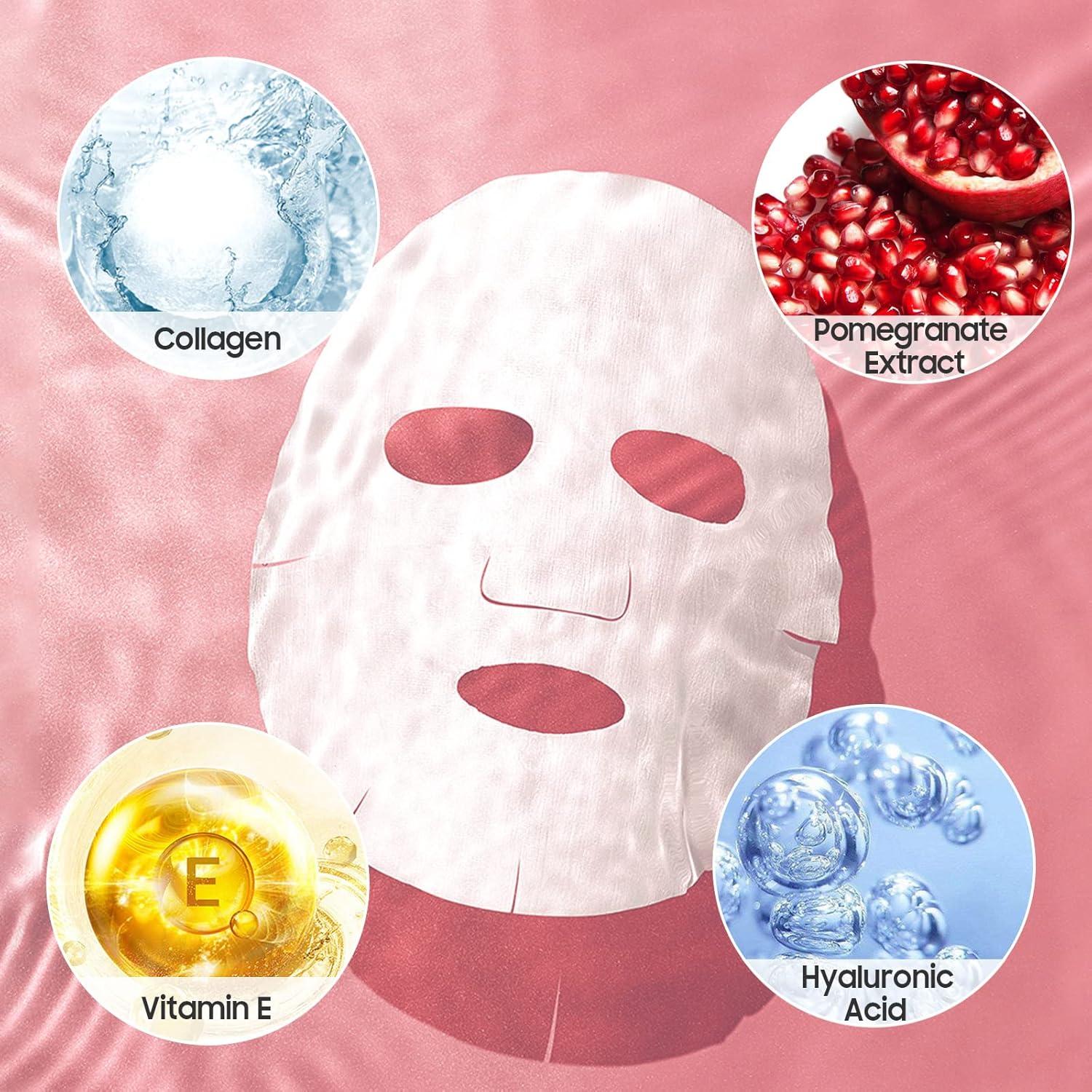 Mascarillas Faciales Hidratantes Jakuva 12PCS Colágeno Antienvejecimiento