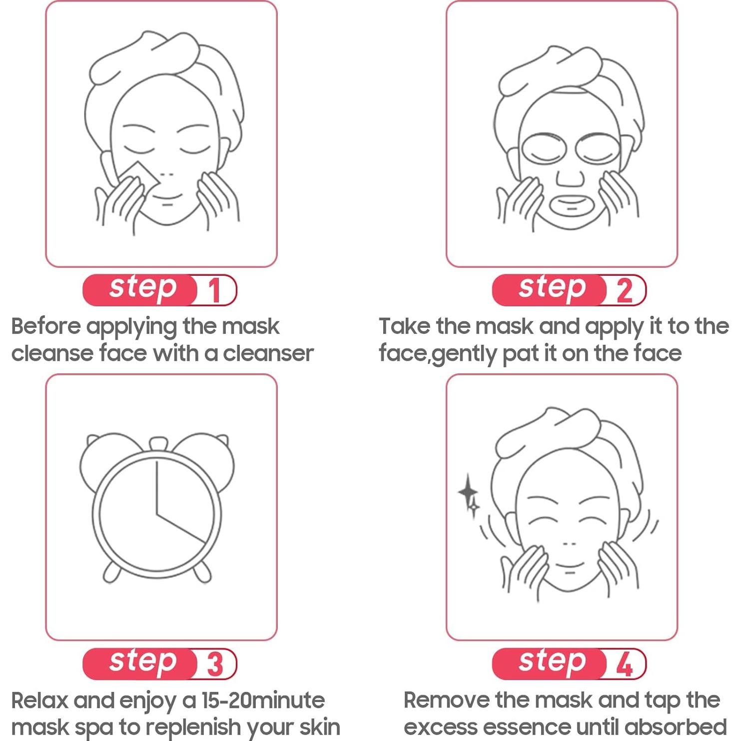 Mascarillas Faciales Hidratantes Jakuva 12PCS Colágeno Antienvejecimiento