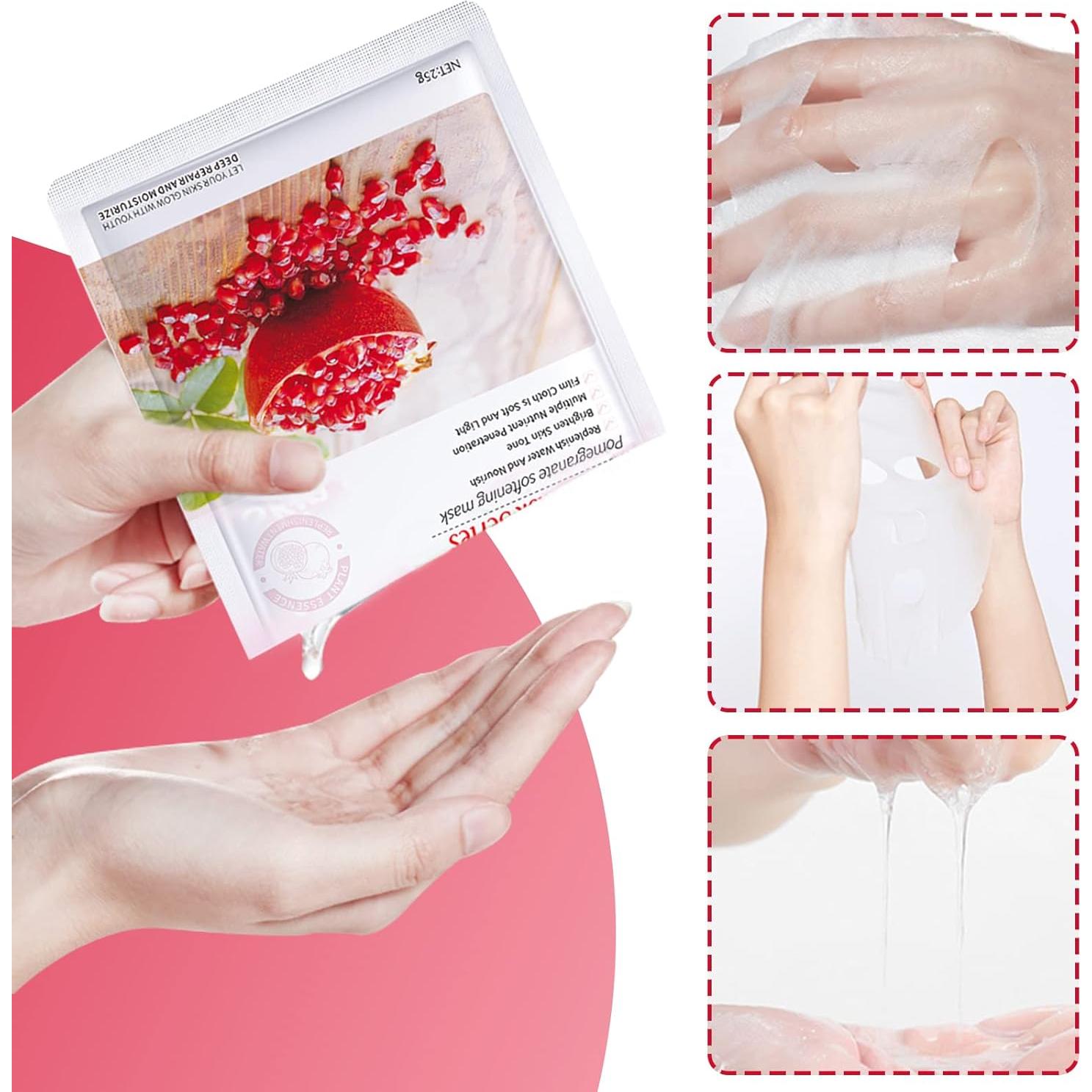 Mascarillas Faciales Hidratantes Jakuva 12PCS Colágeno Antienvejecimiento