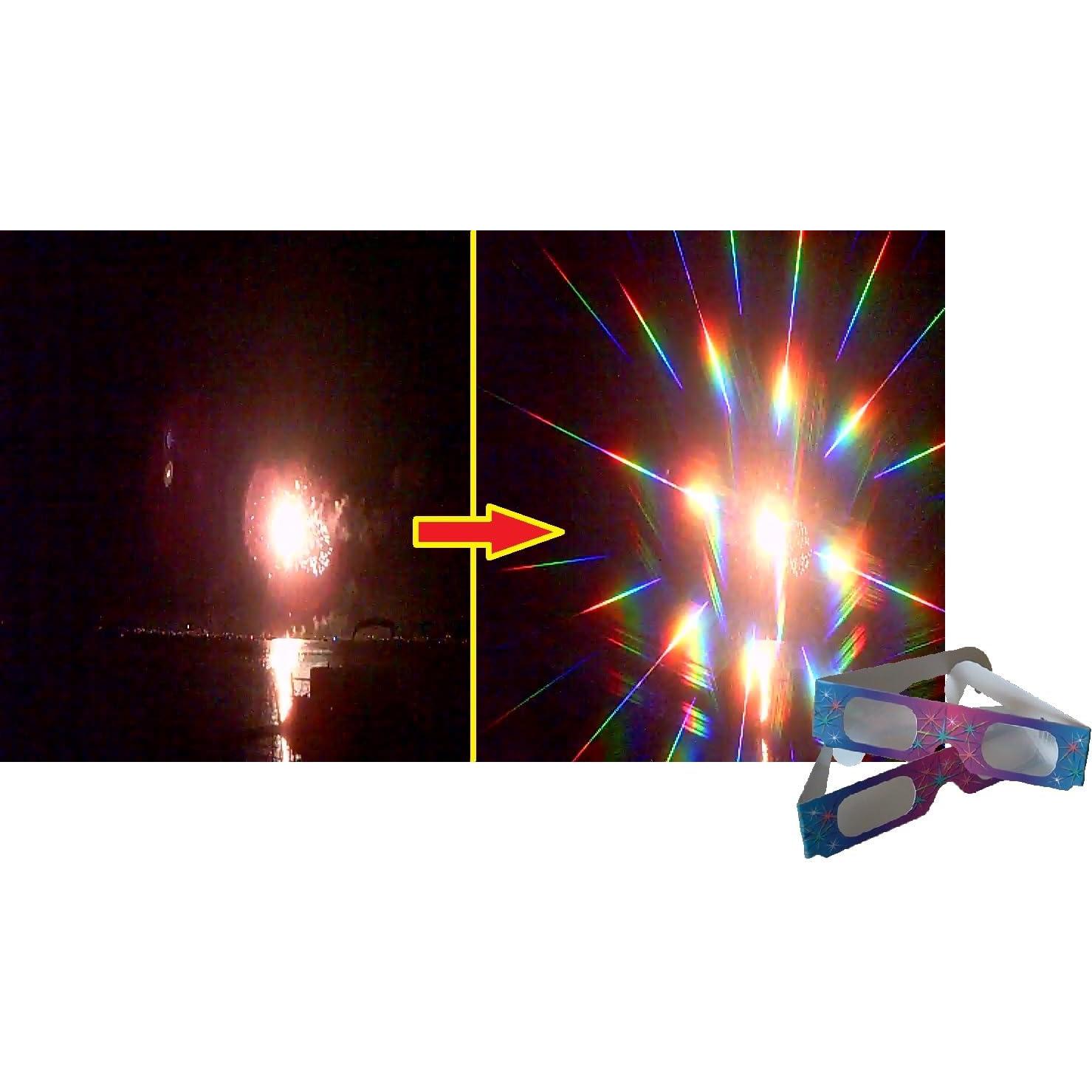 100 Gafas de Difracción Fuegos Artificiales Arcoíris + 2 Corazones