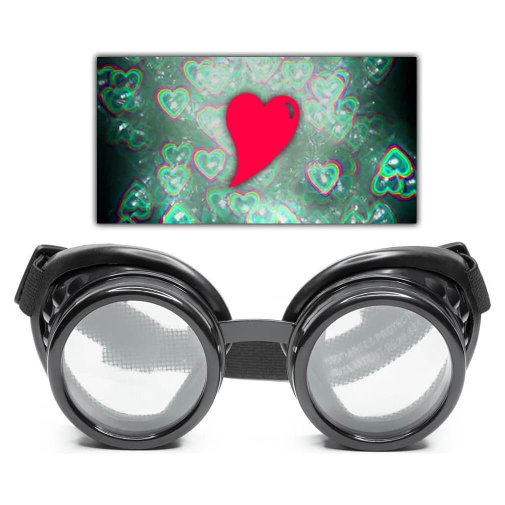 Gafas de Difracción GloFX Corazón Negro - Efecto 3D para Rave