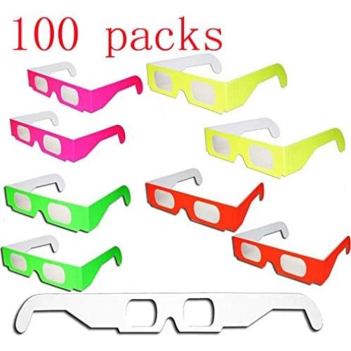 100 Gafas de Fuegos Artificiales 3D Plegables Arcoíris