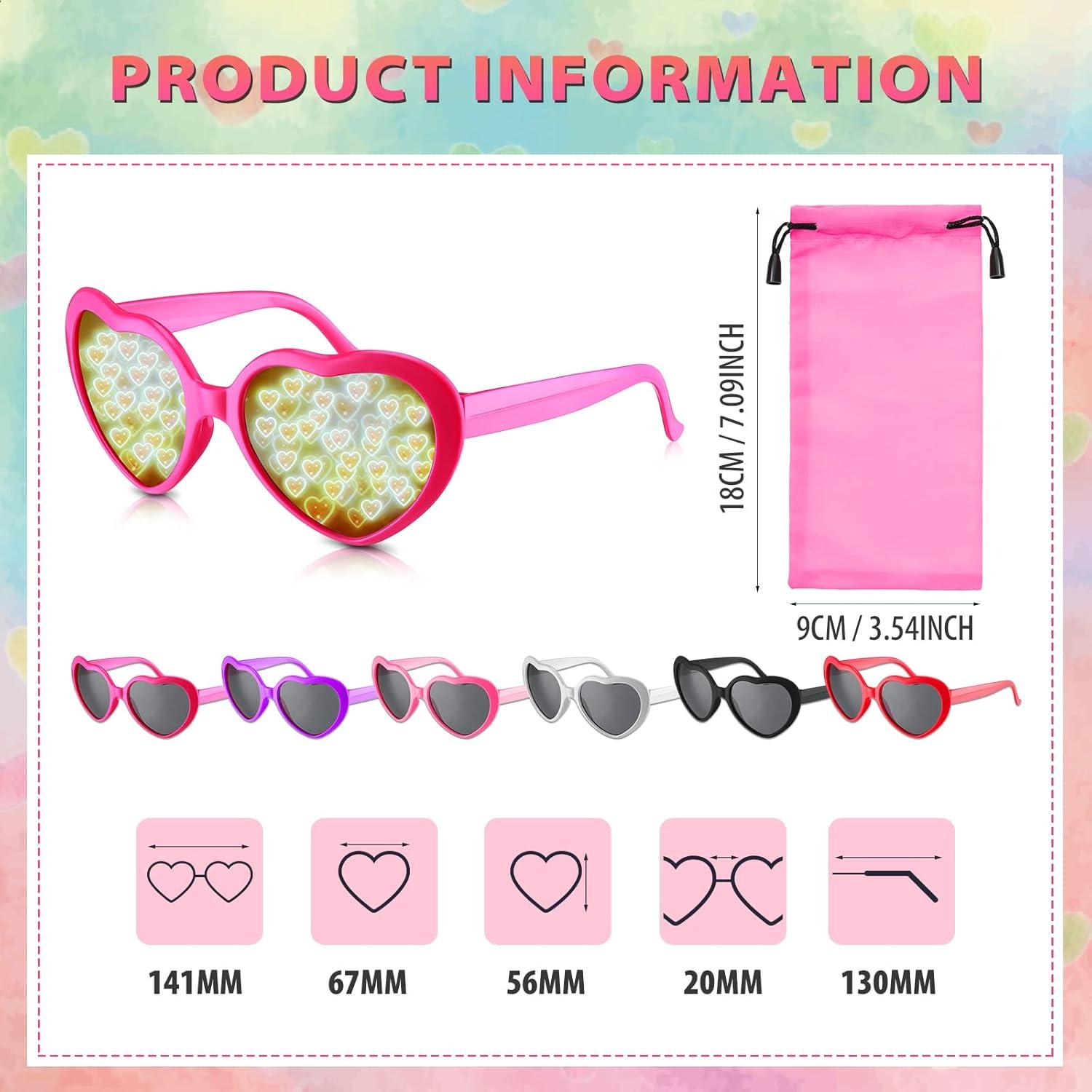 6 Pares Gafas Corazón Difracción + Fundas Microfibra