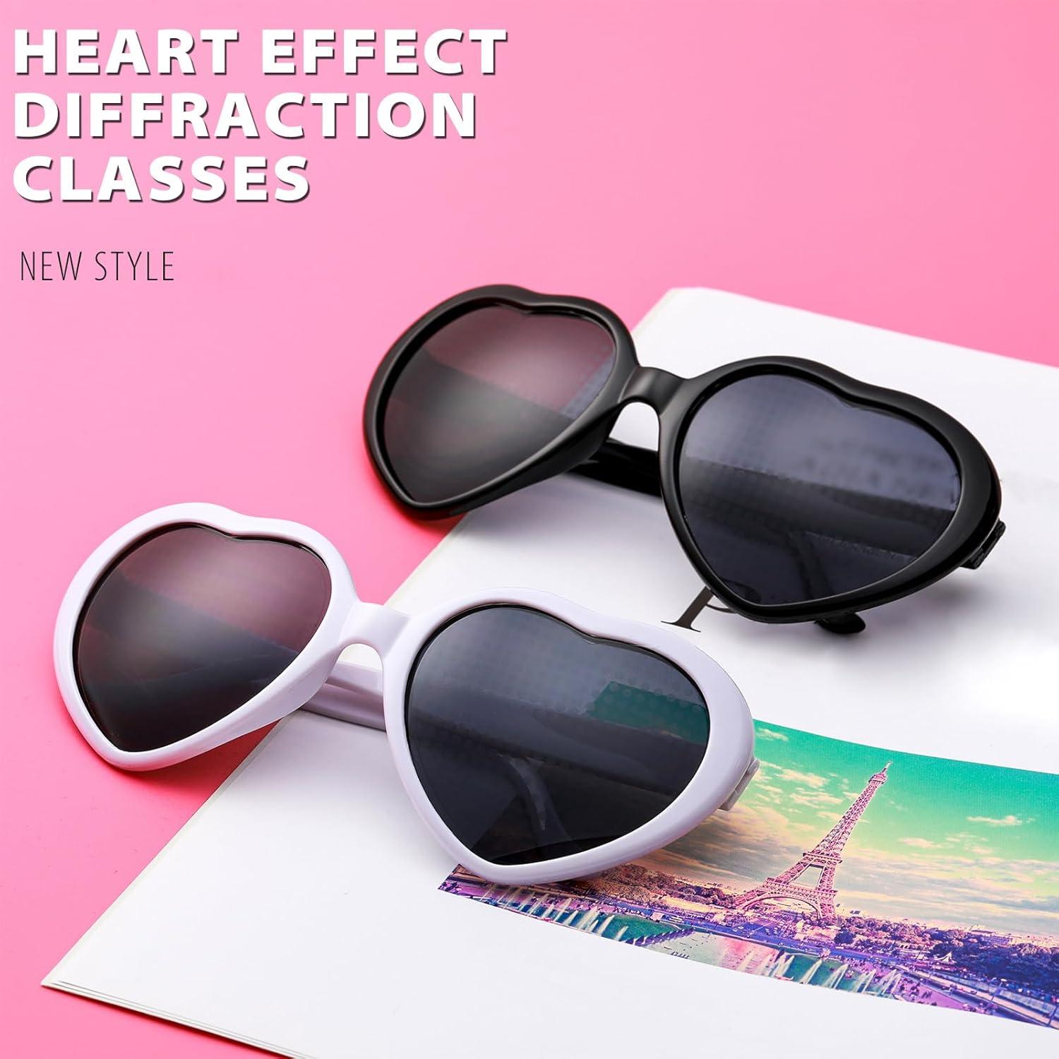 6 Pares Gafas Corazón Difracción + Fundas Microfibra