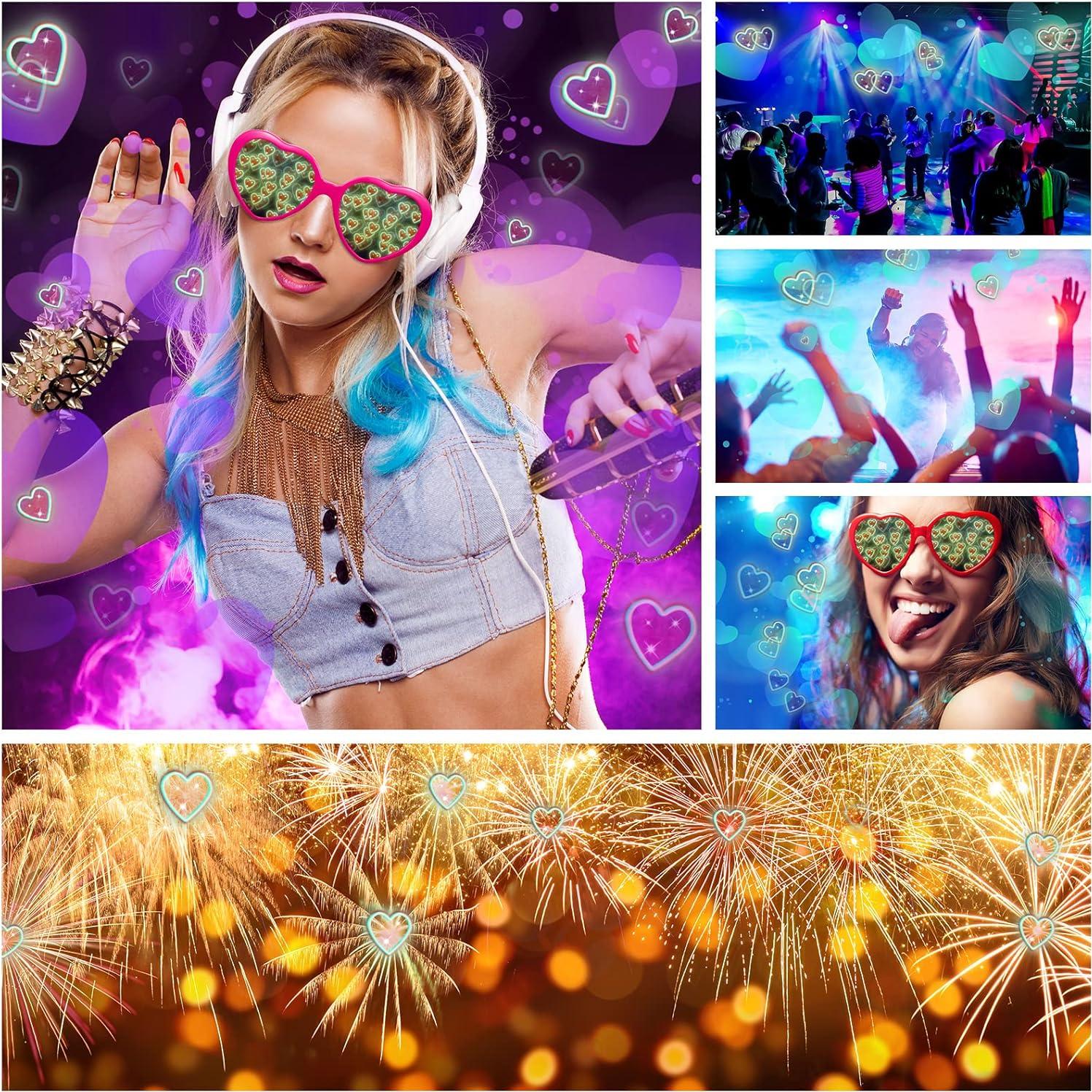 6 Pares Gafas Corazón Difracción + Fundas Microfibra