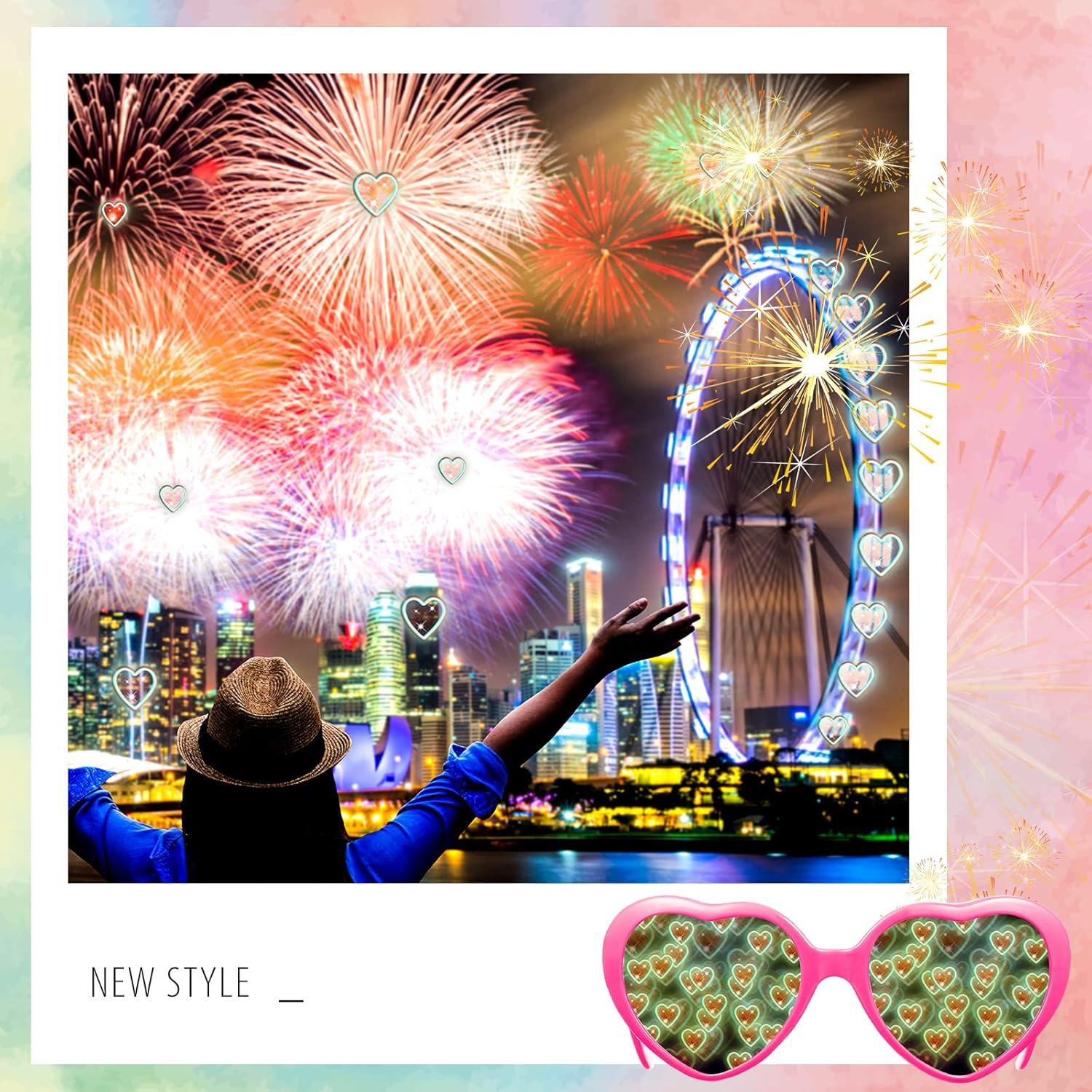 6 Pares Gafas Corazón Difracción + Fundas Microfibra