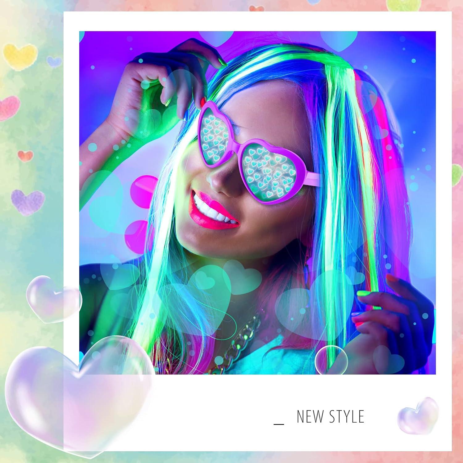 6 Pares Gafas Corazón Difracción + Fundas Microfibra