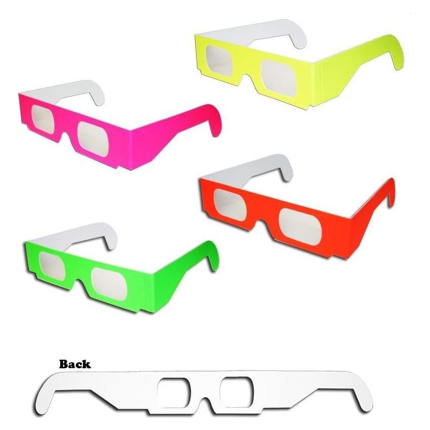 50 Pares de Gafas 3D Neon para Fuegos Artificiales - 4 Colores