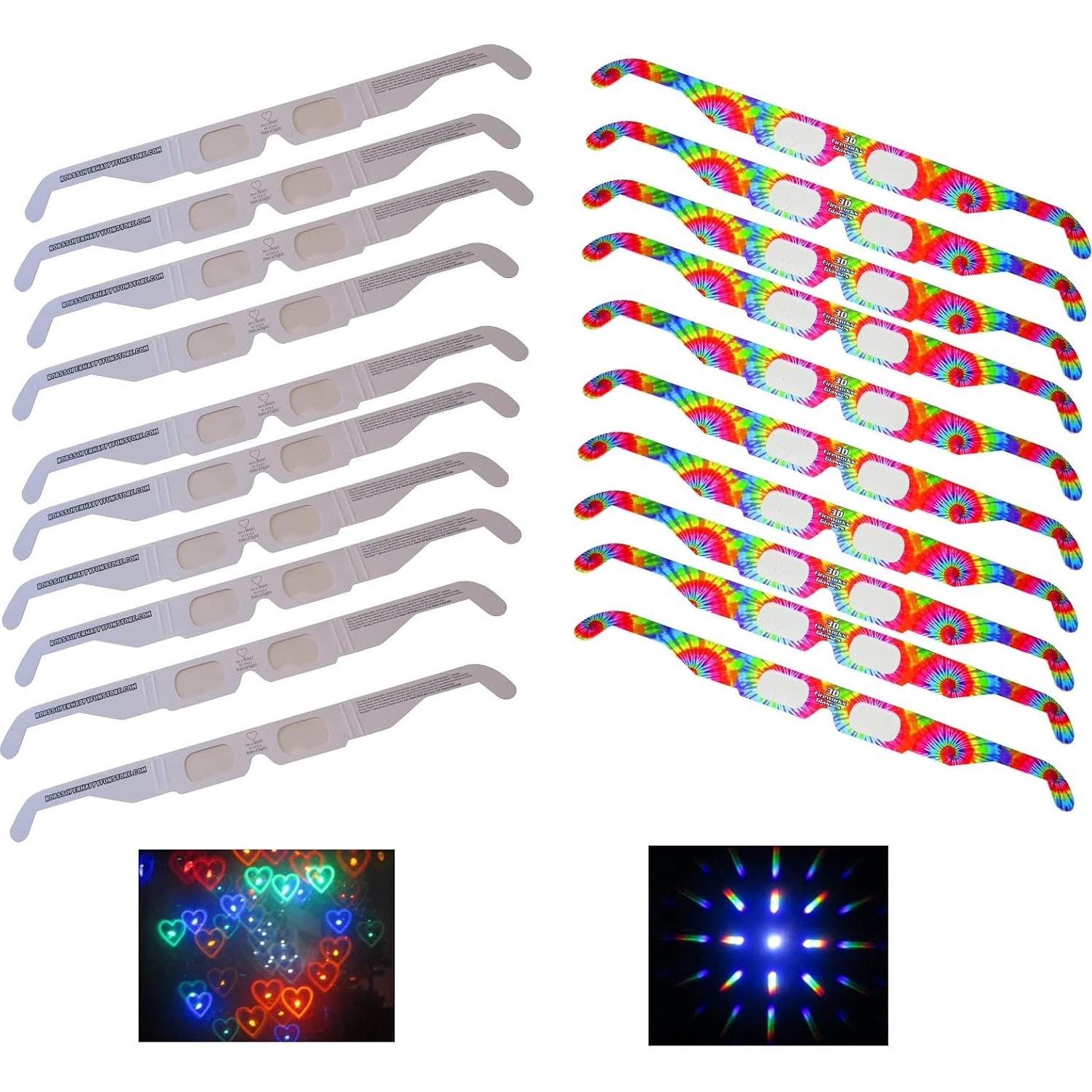 Gafas de Difracción de Fuegos Artificiales - 20 Piezas