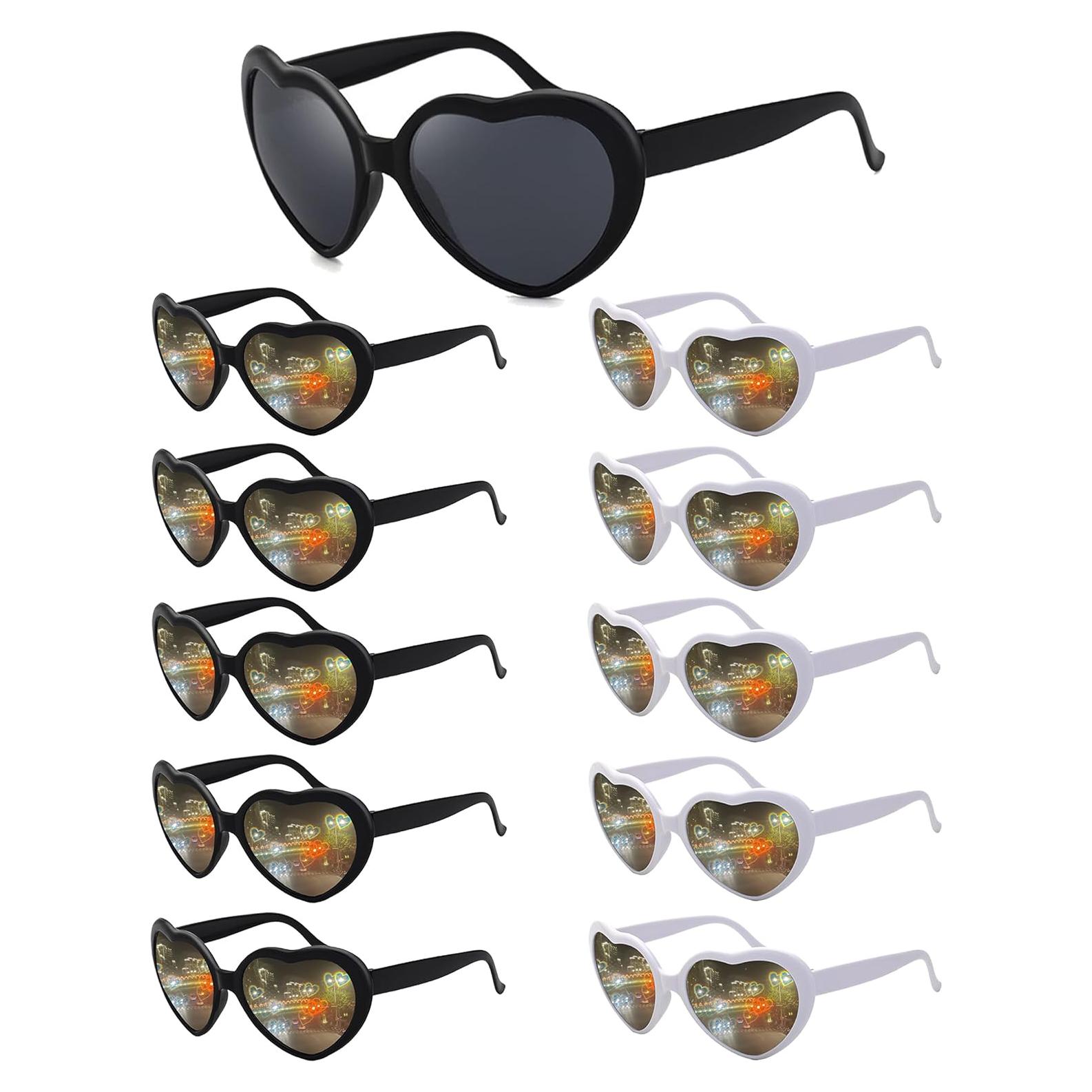 Paquete de 10 Gafas de Sol en Forma de Corazón UV400
