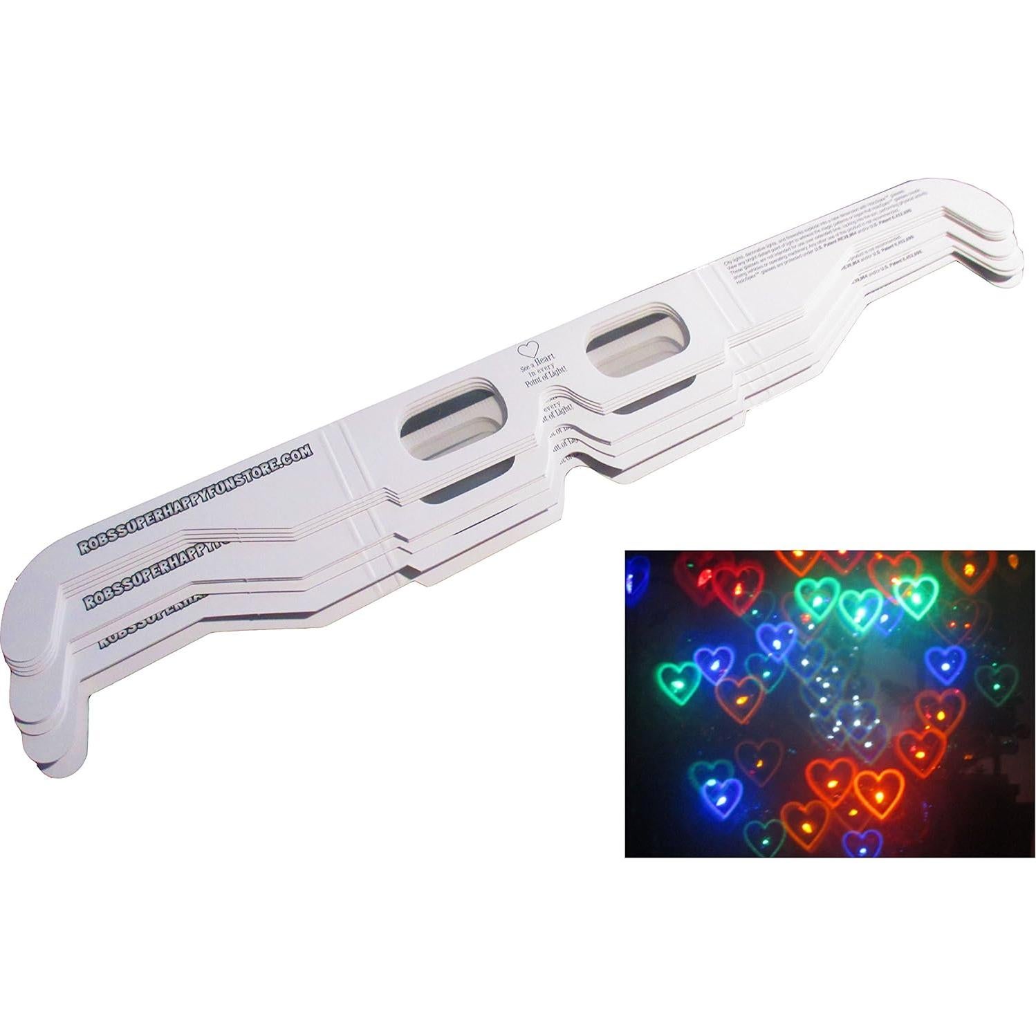 Gafas de Difracción de Corazones Arcoíris - 10 Unidades