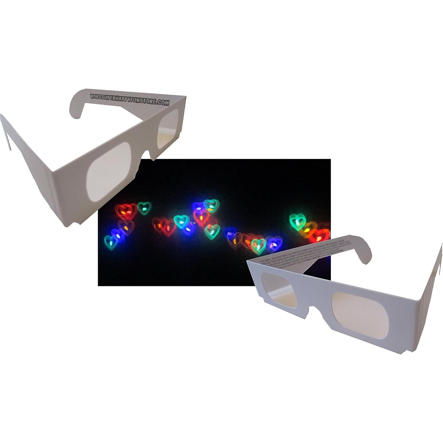 Gafas de Difracción de Corazones Arcoíris - 10 Unidades