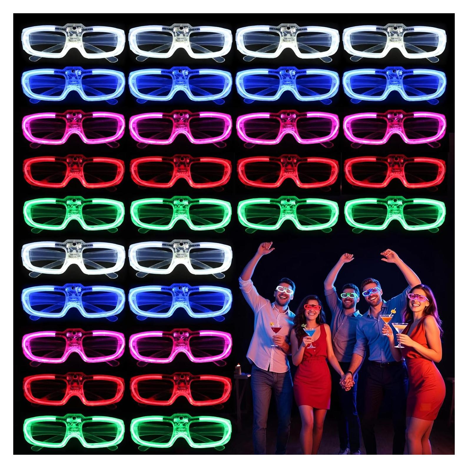 28 Gafas LED Neón FathiSooc 5 Colores 3 Modos para Fiestas
