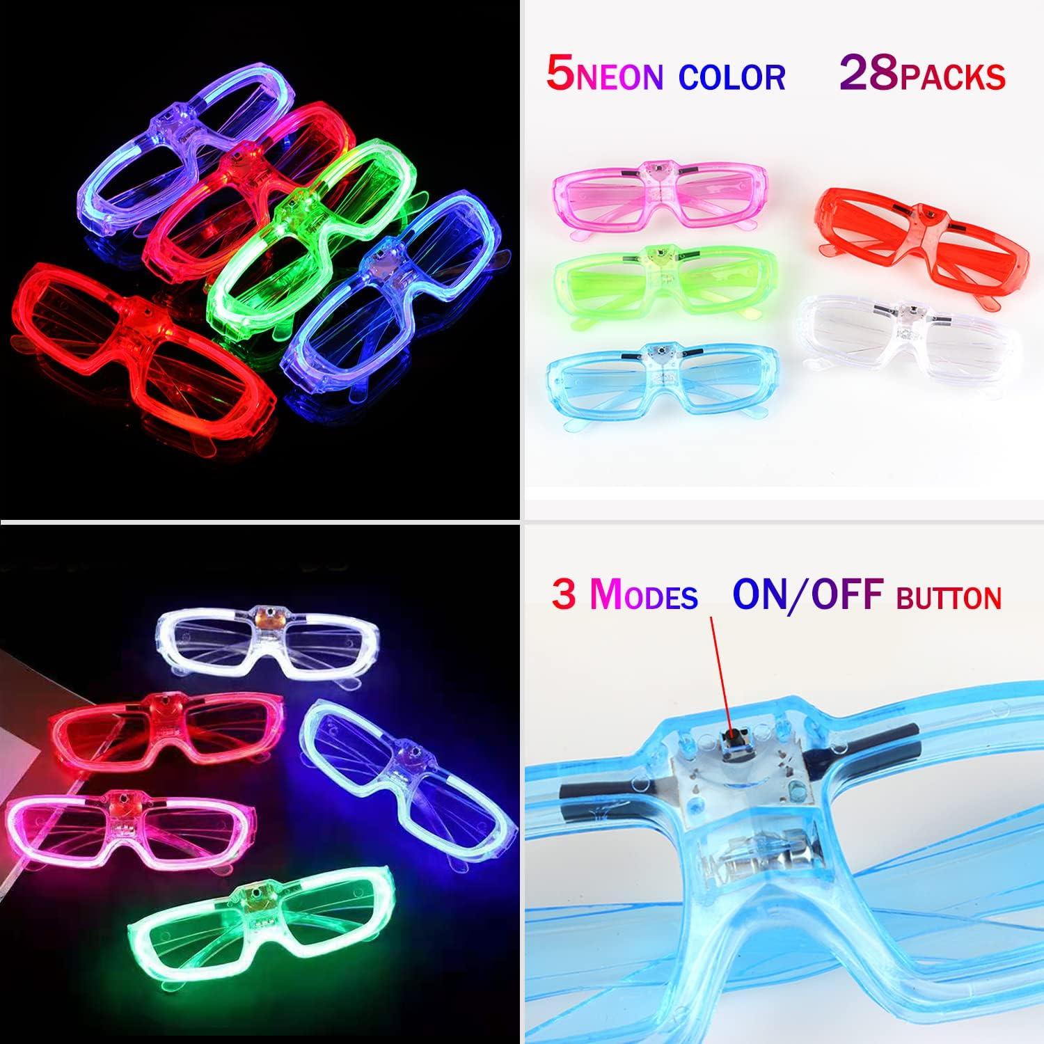 28 Gafas LED Neón FathiSooc 5 Colores 3 Modos para Fiestas