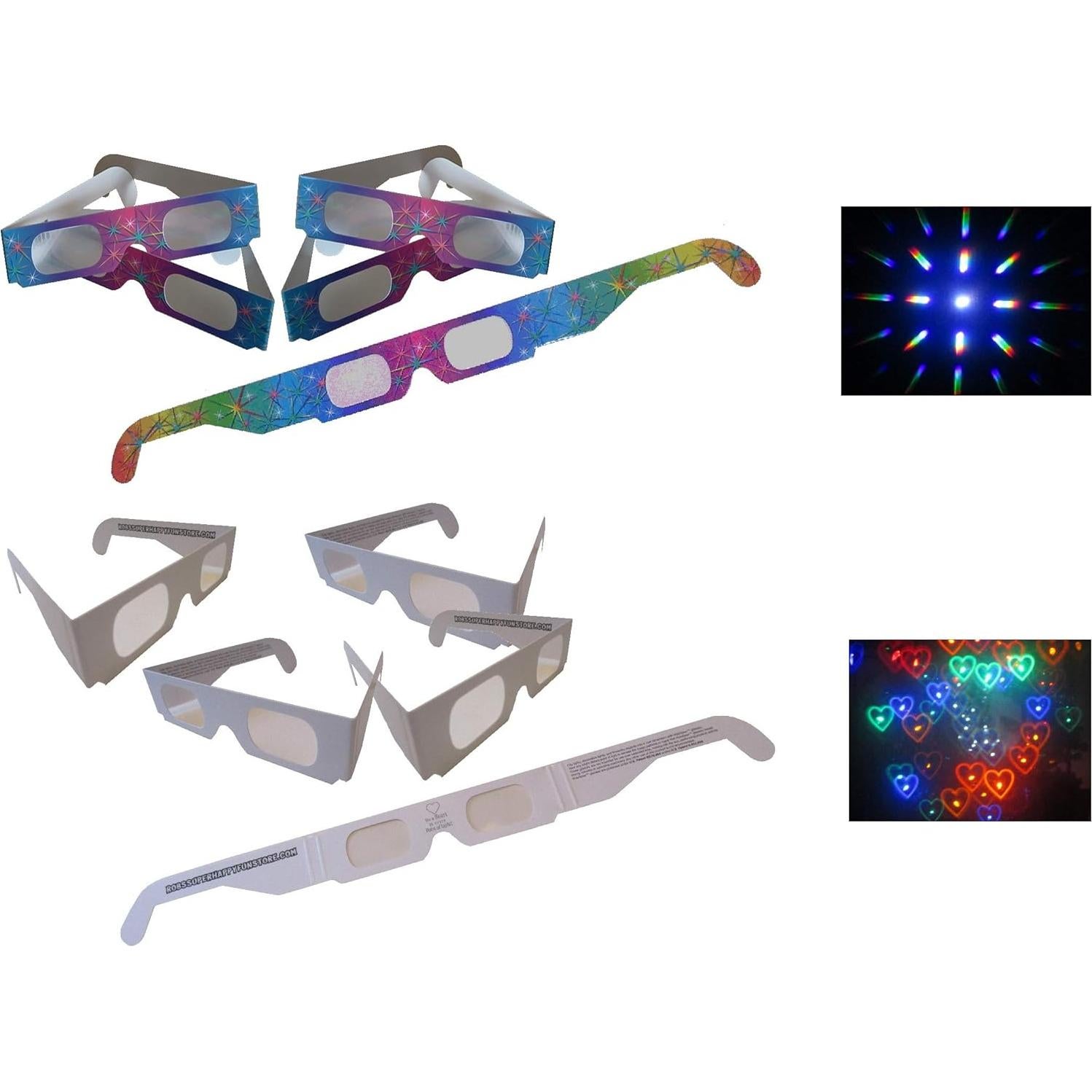 Gafas de Fuegos Artificiales Rob's - 50 Pares Corazones y Espectro