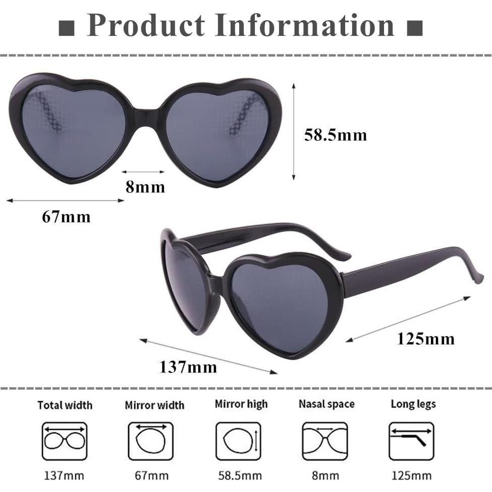 Gafas de sol LASPOR efecto corazón UV400 para fiestas