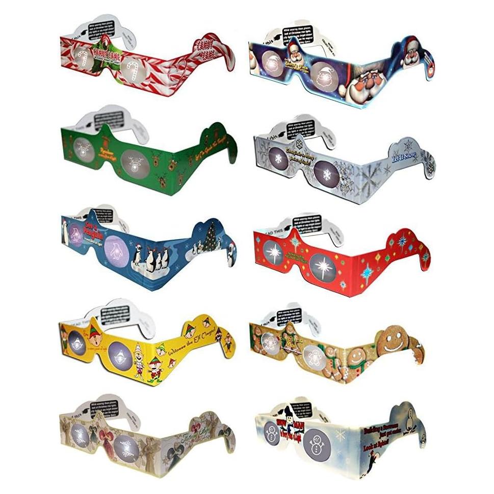 Gafas 3D Navideñas - 10 Pares con Efecto Holográfico