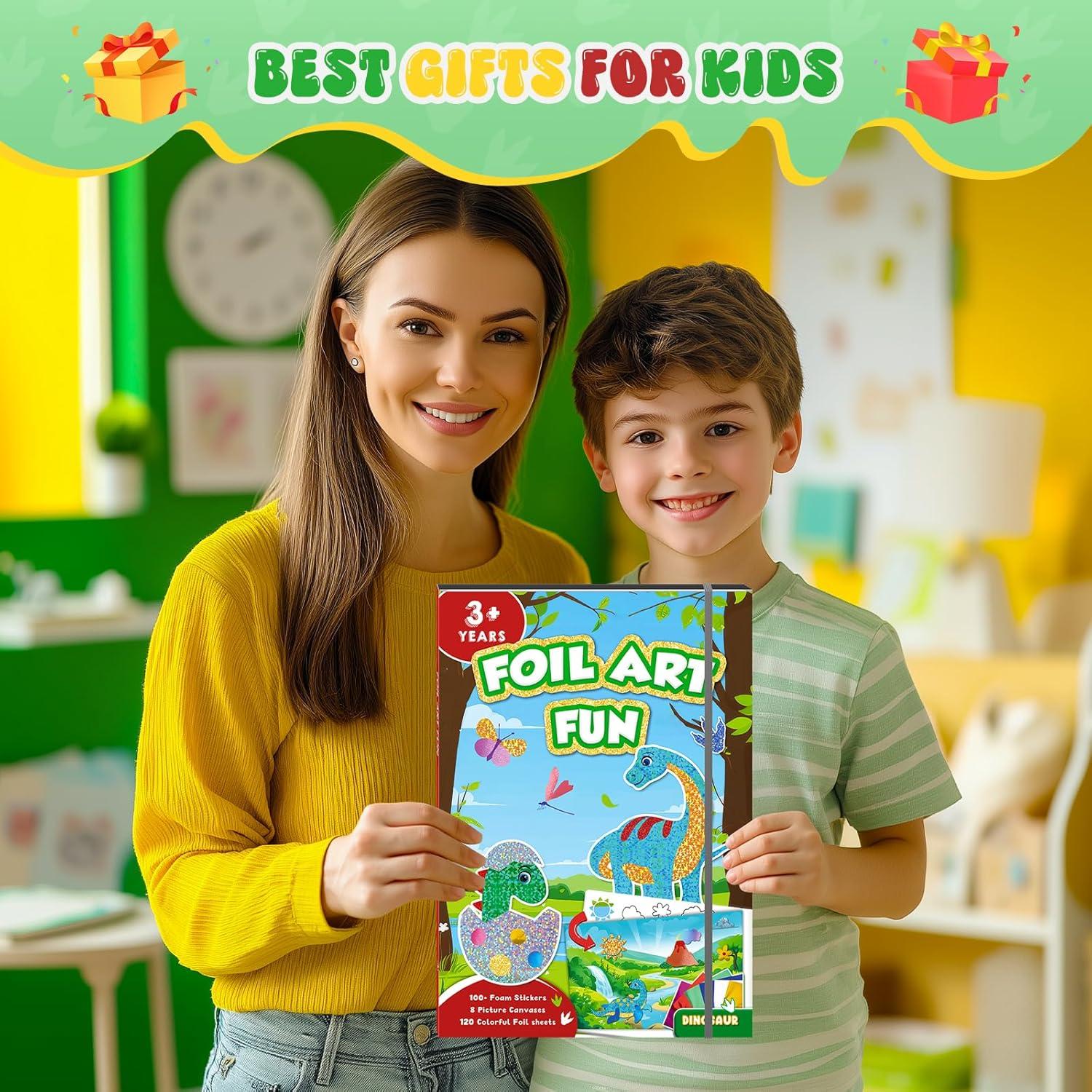 homicozy Kit de Arte con Foil Dinosaurio - Manualidades Creativas